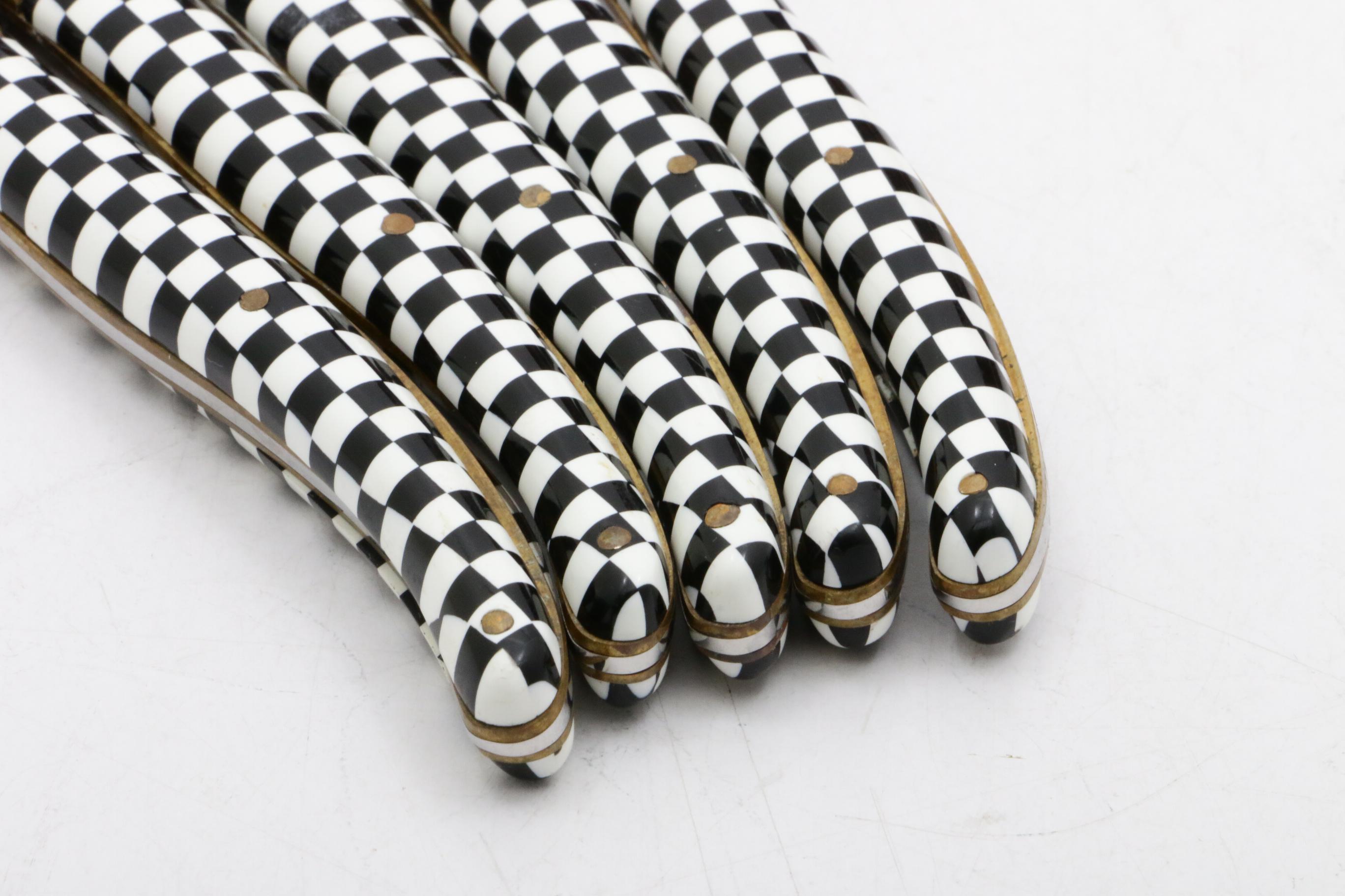 Laguiole Rossignol Checkered Stainless Steel Steak Knives