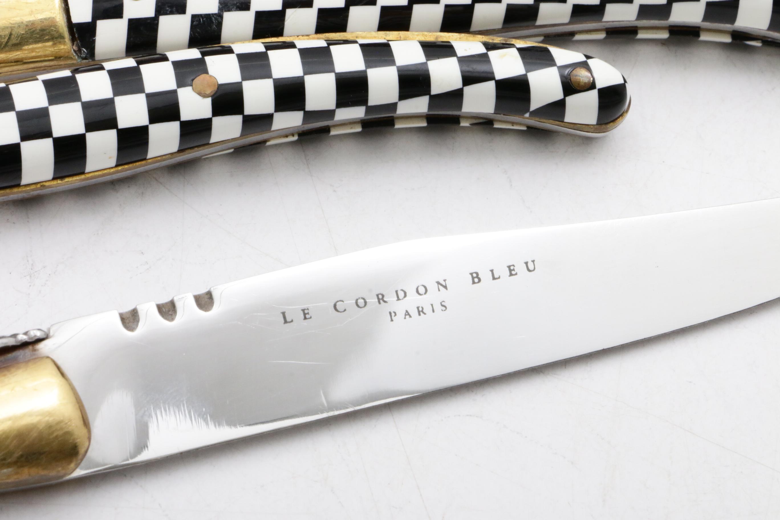 Laguiole Rossignol Checkered Stainless Steel Steak Knives