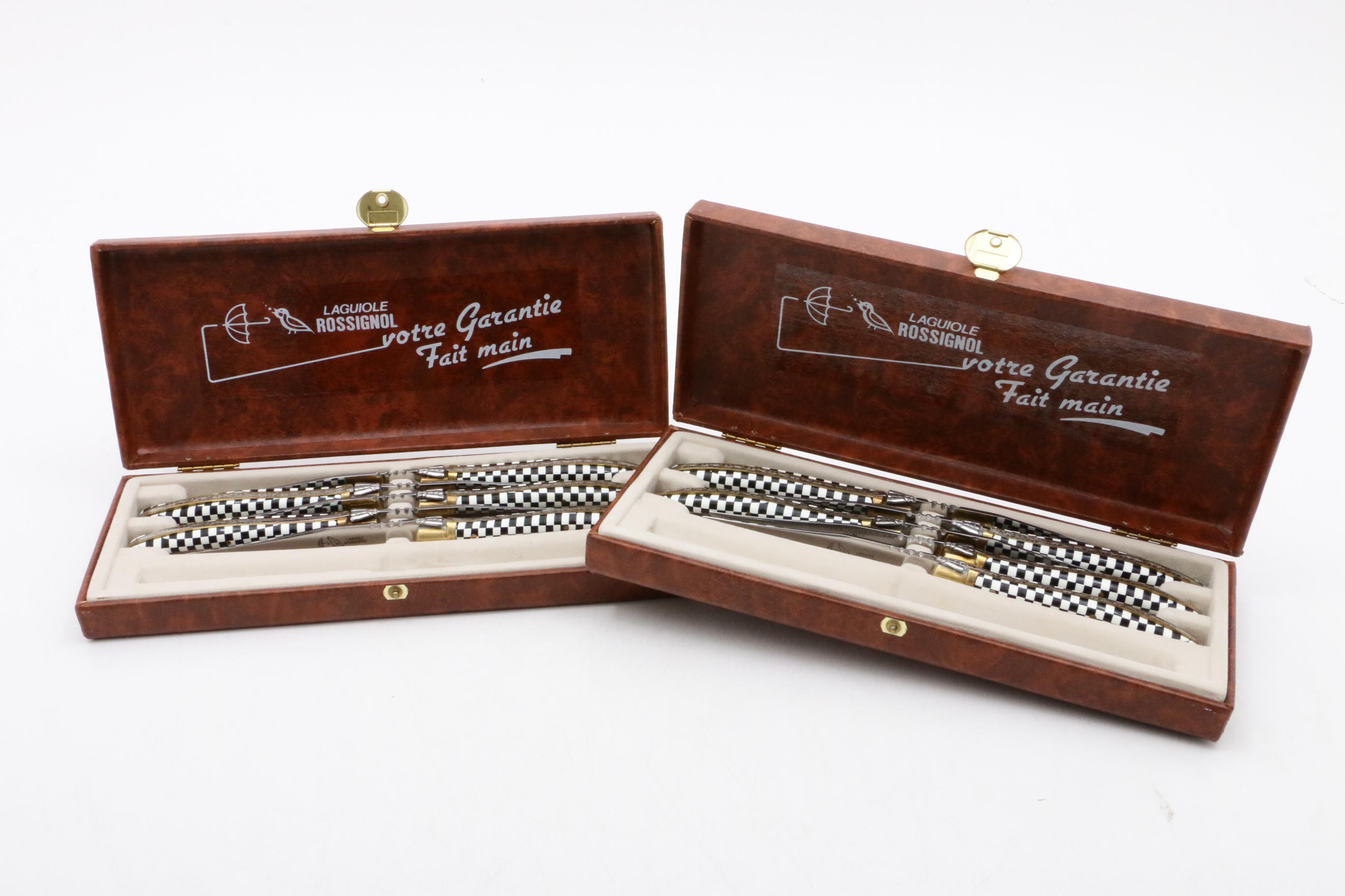 Laguiole Rossignol Checkered Stainless Steel Steak Knives