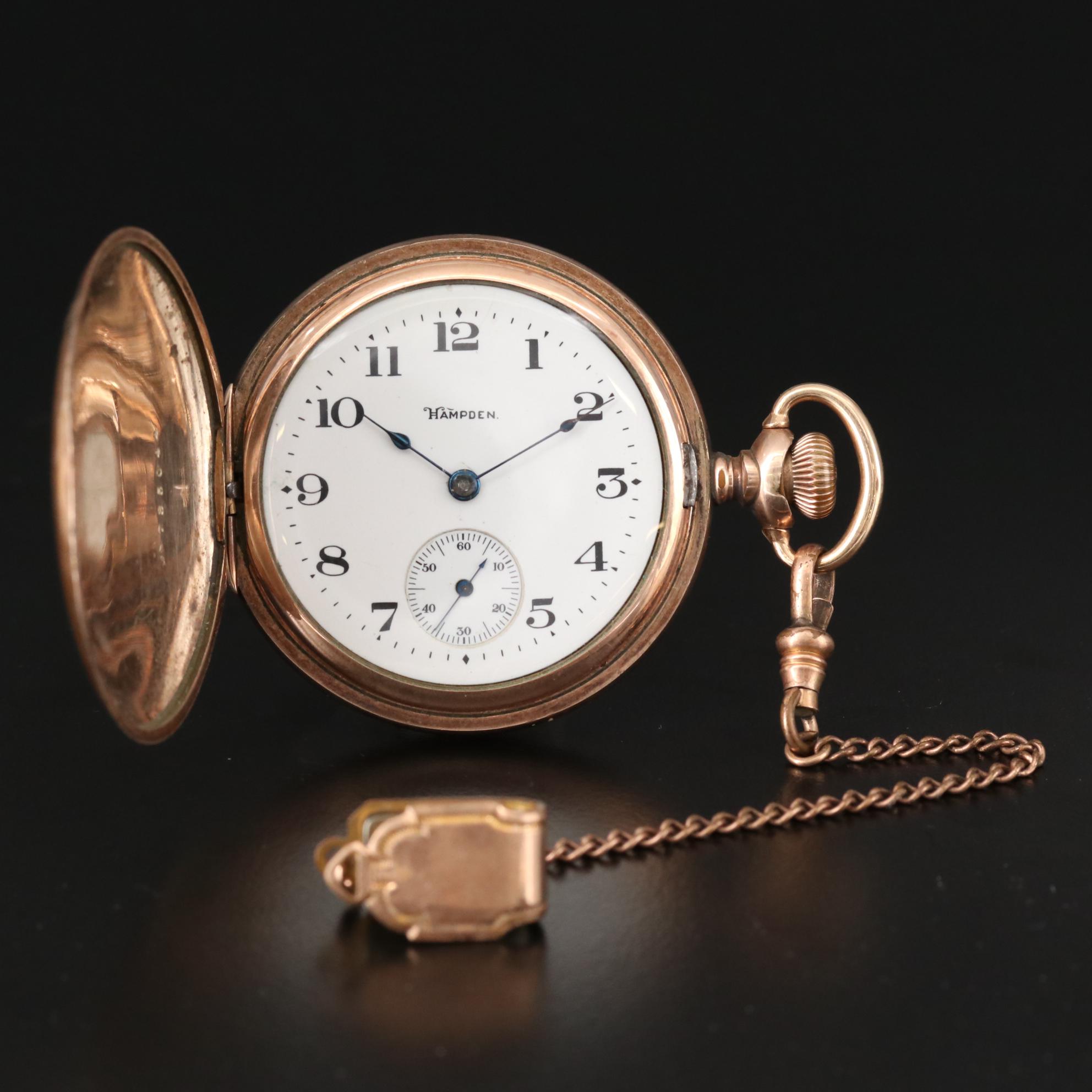 Antique Hampden Gold Filled Hunter Case Pocket Watch, 1911