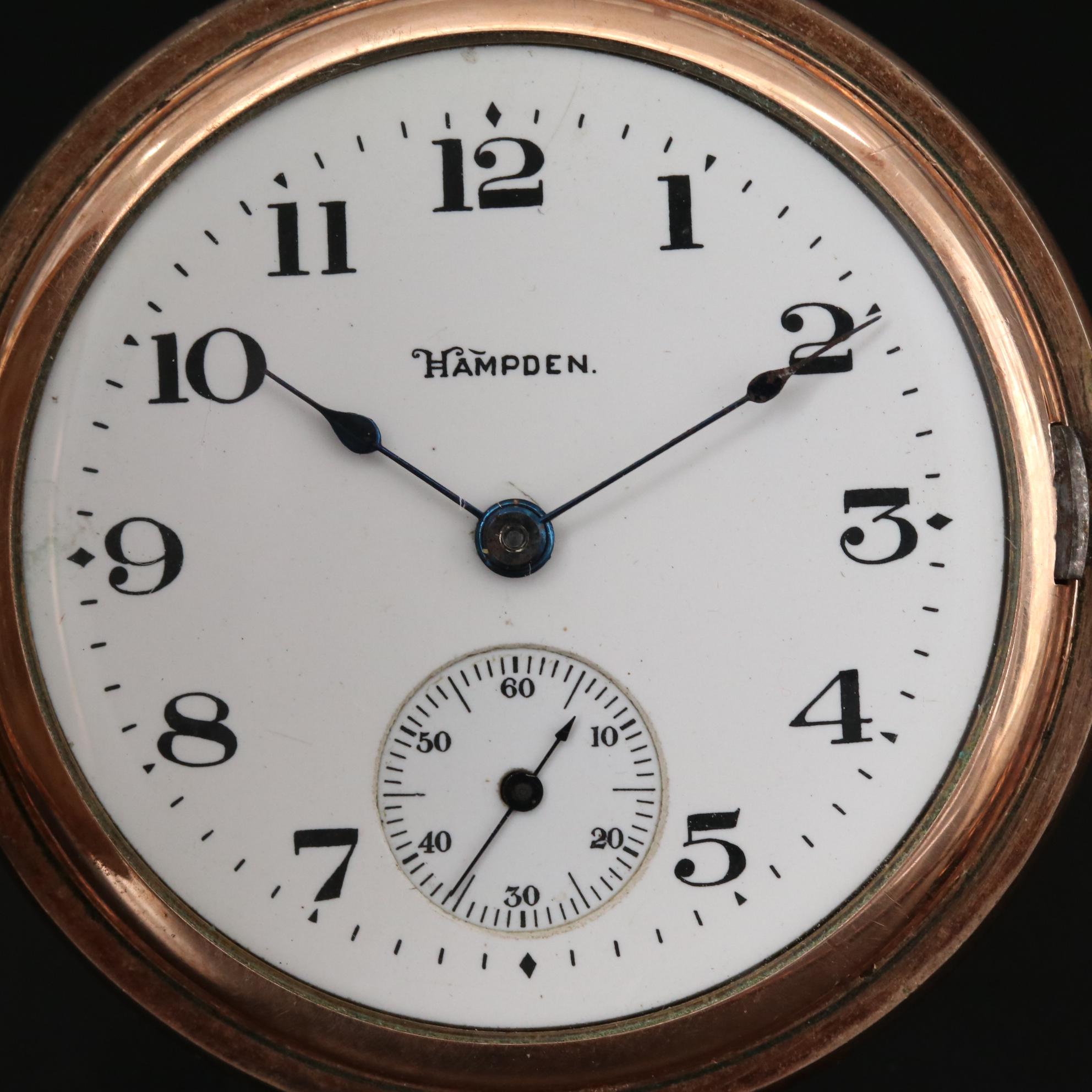 Antique Hampden Gold Filled Hunter Case Pocket Watch, 1911