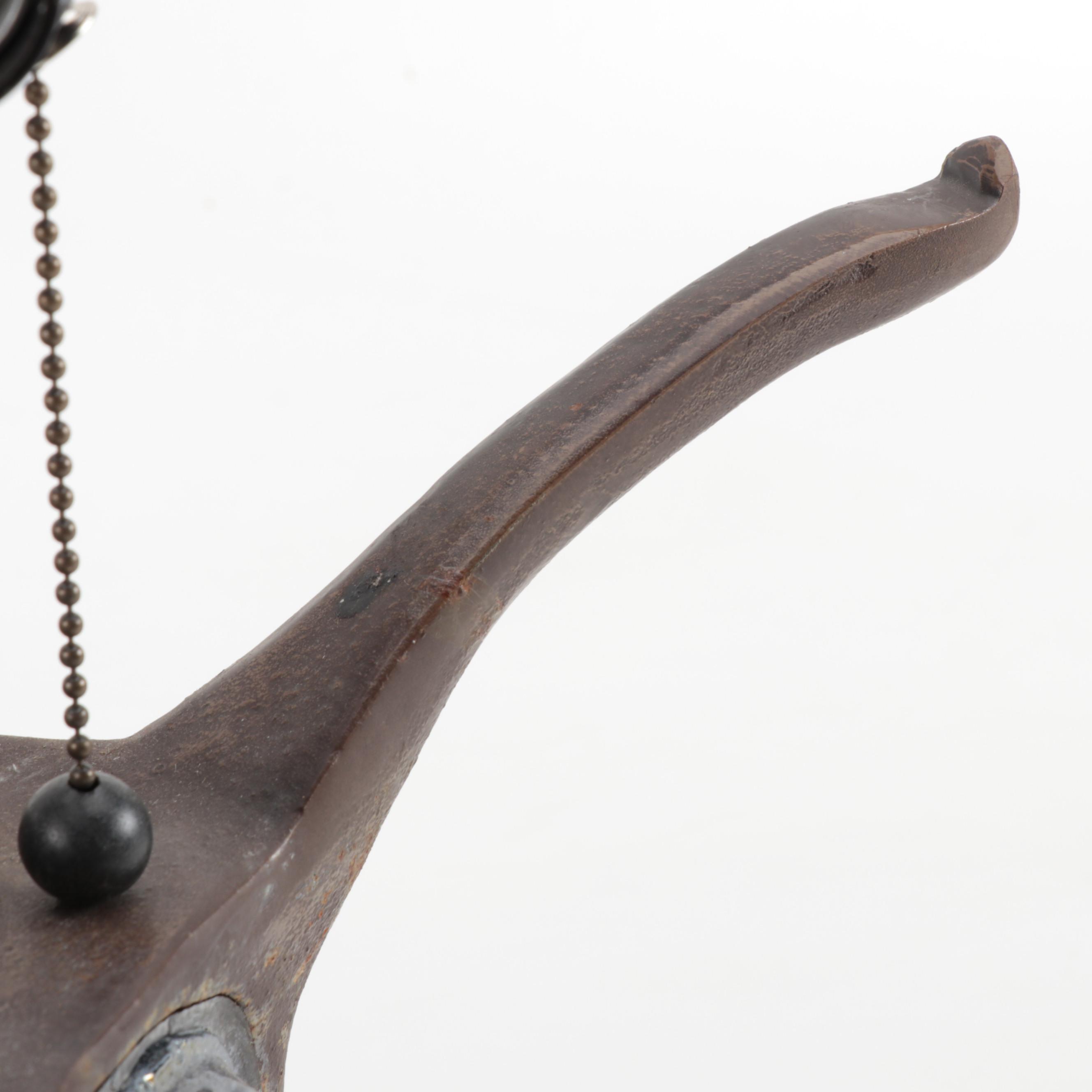 Art Nouveau Metal and Iridescent Glass Lamp Base