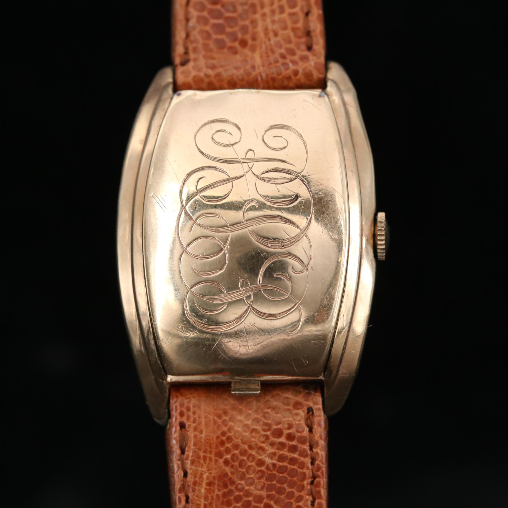 Gruen Flip Top Veri-Thin 10K Gold Filled Stem Wind Watch