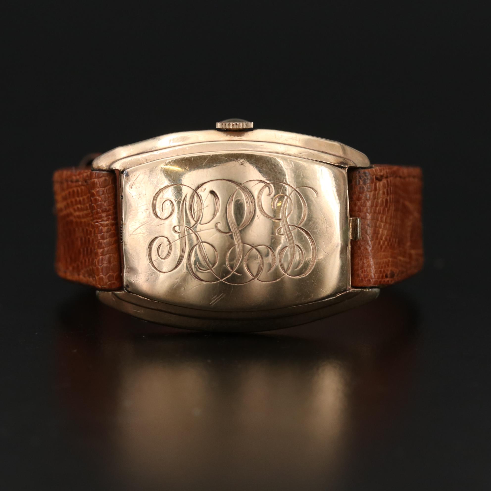 Gruen Flip Top Veri-Thin 10K Gold Filled Stem Wind Watch