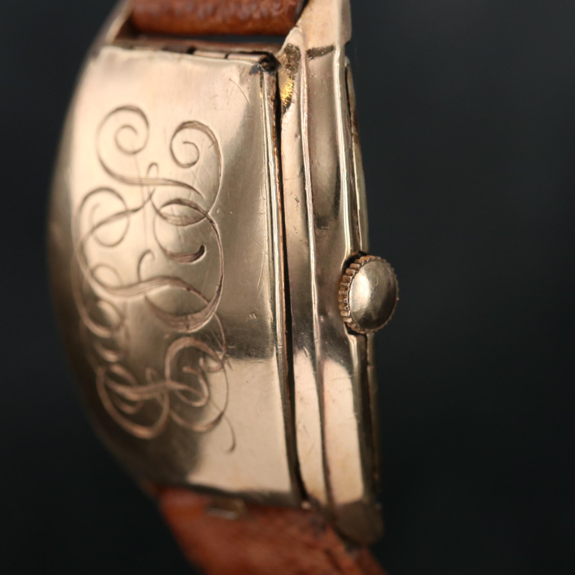 Gruen Flip Top Veri-Thin 10K Gold Filled Stem Wind Watch