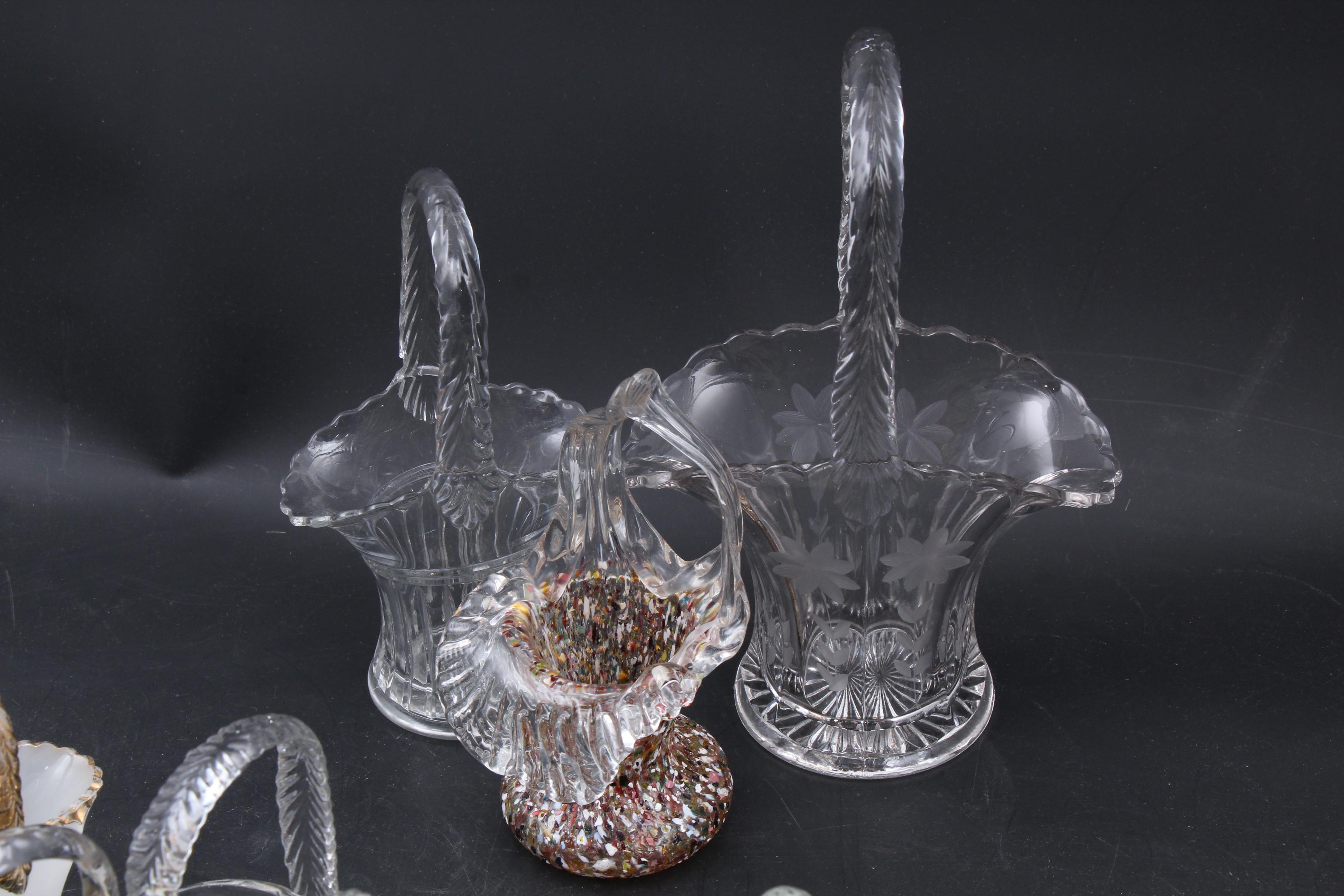 Art Glass Basket Bowls