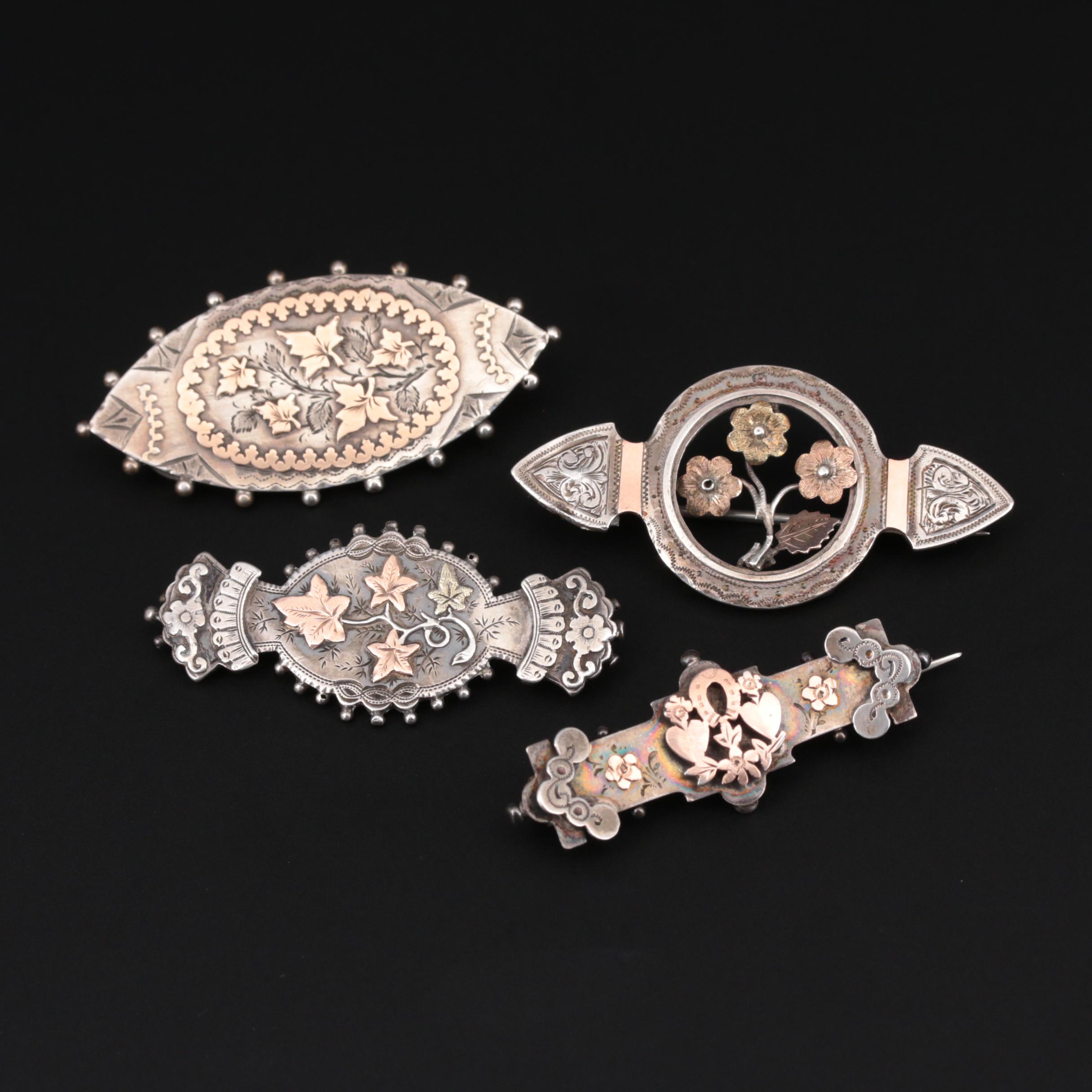 Victorian Sterling Silver Brooches Featuring Sydenham Brothers