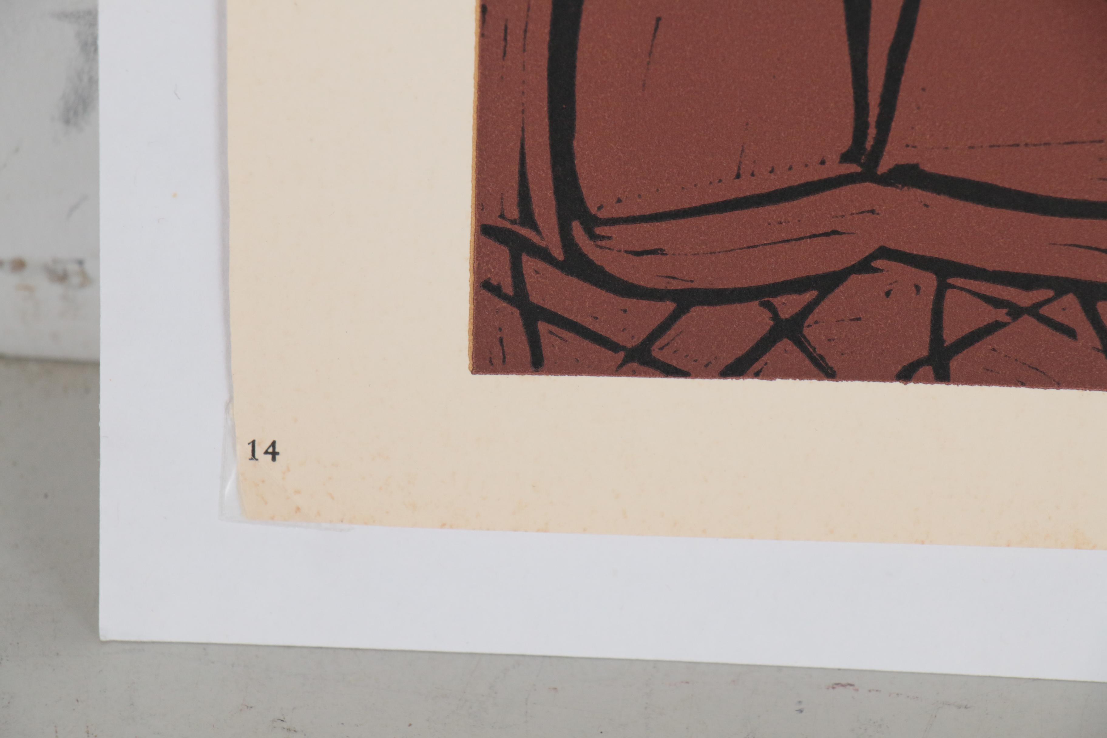 Pablo Picasso Linoleum Cut "Guitar Player and Seated Woman", 1962