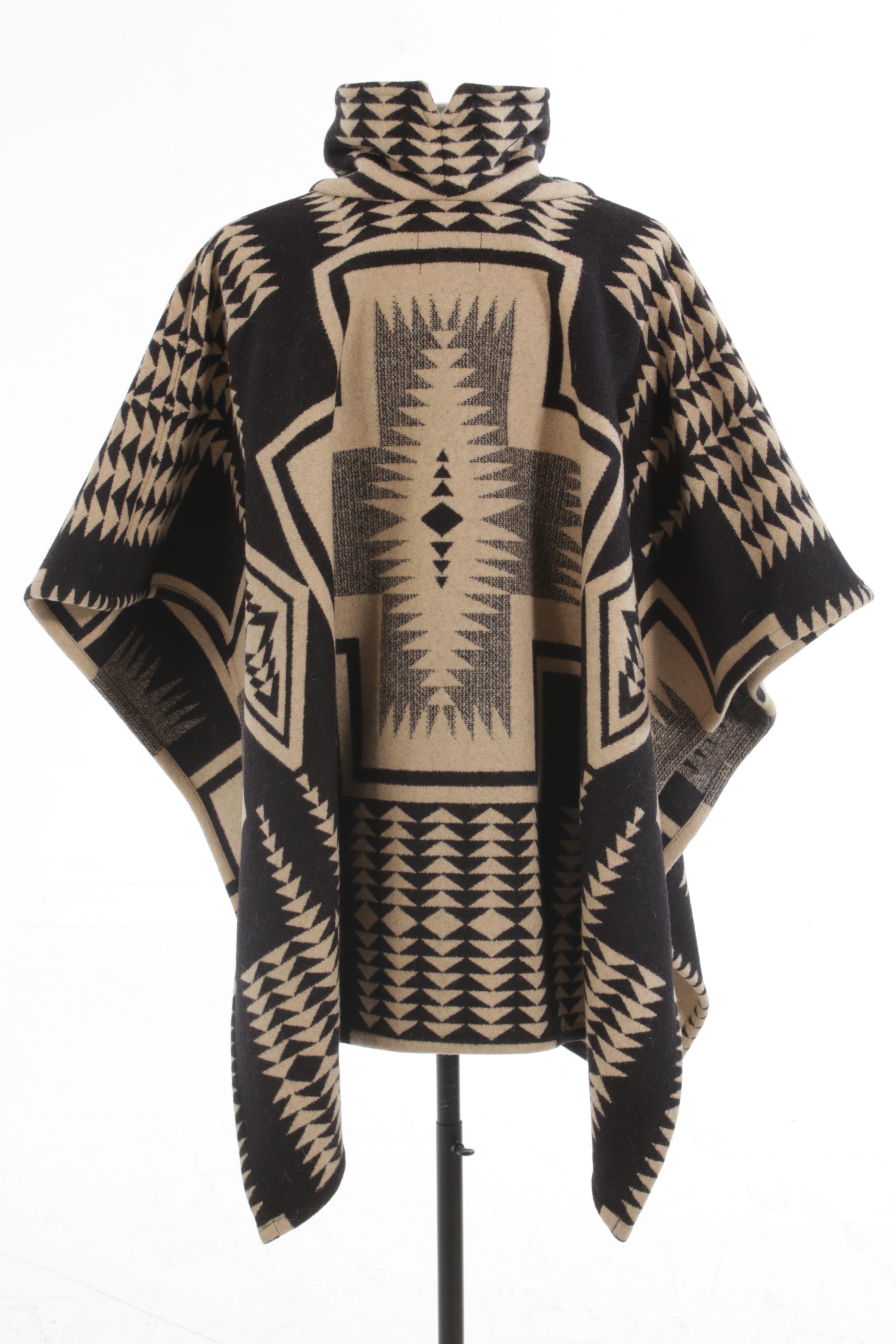 Pendleton Wool Portland Collection Cowl Neck Penobscot Blanket Poncho Cape
