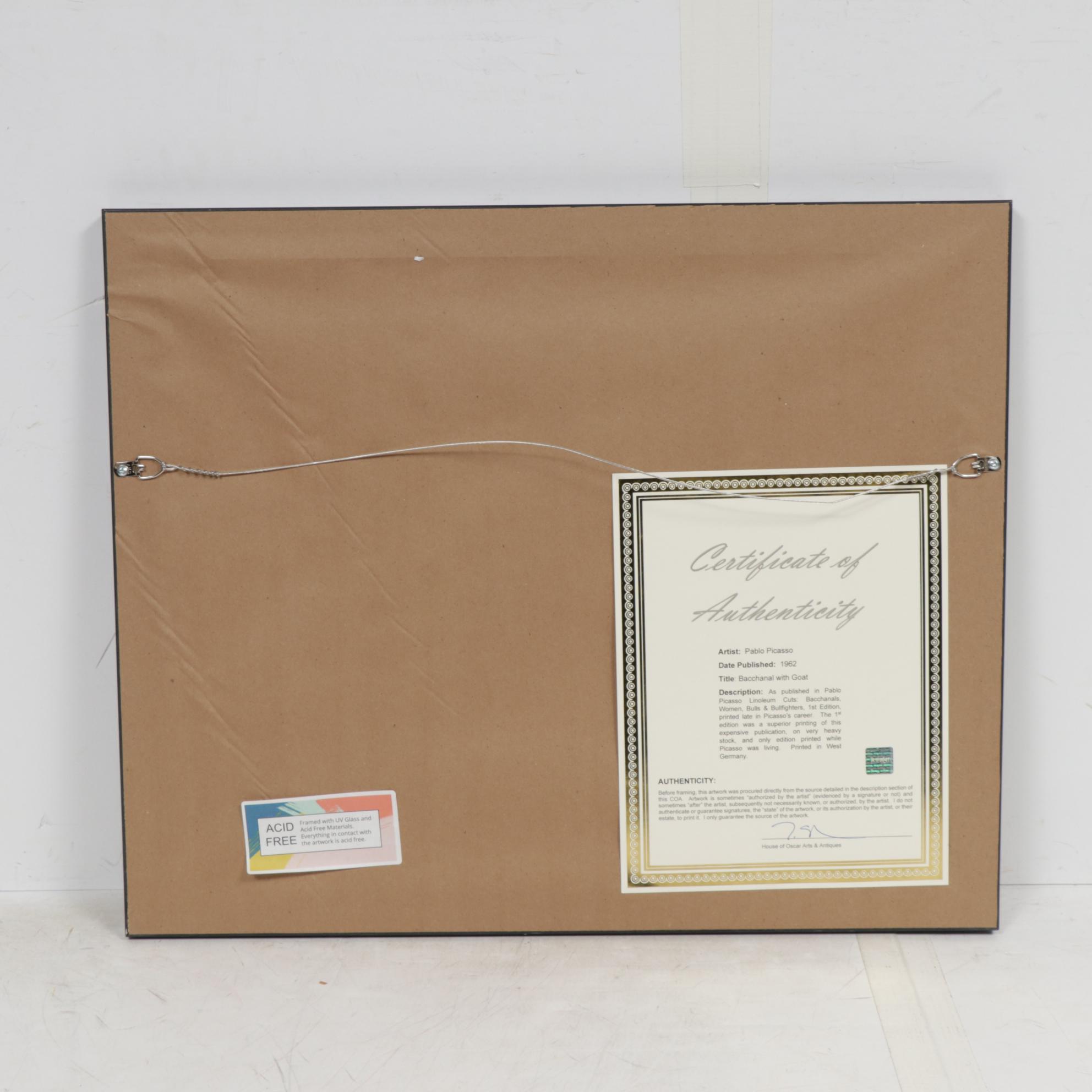 Pablo Picasso Linoleum Cut "Bacchanal with Goat," 1962