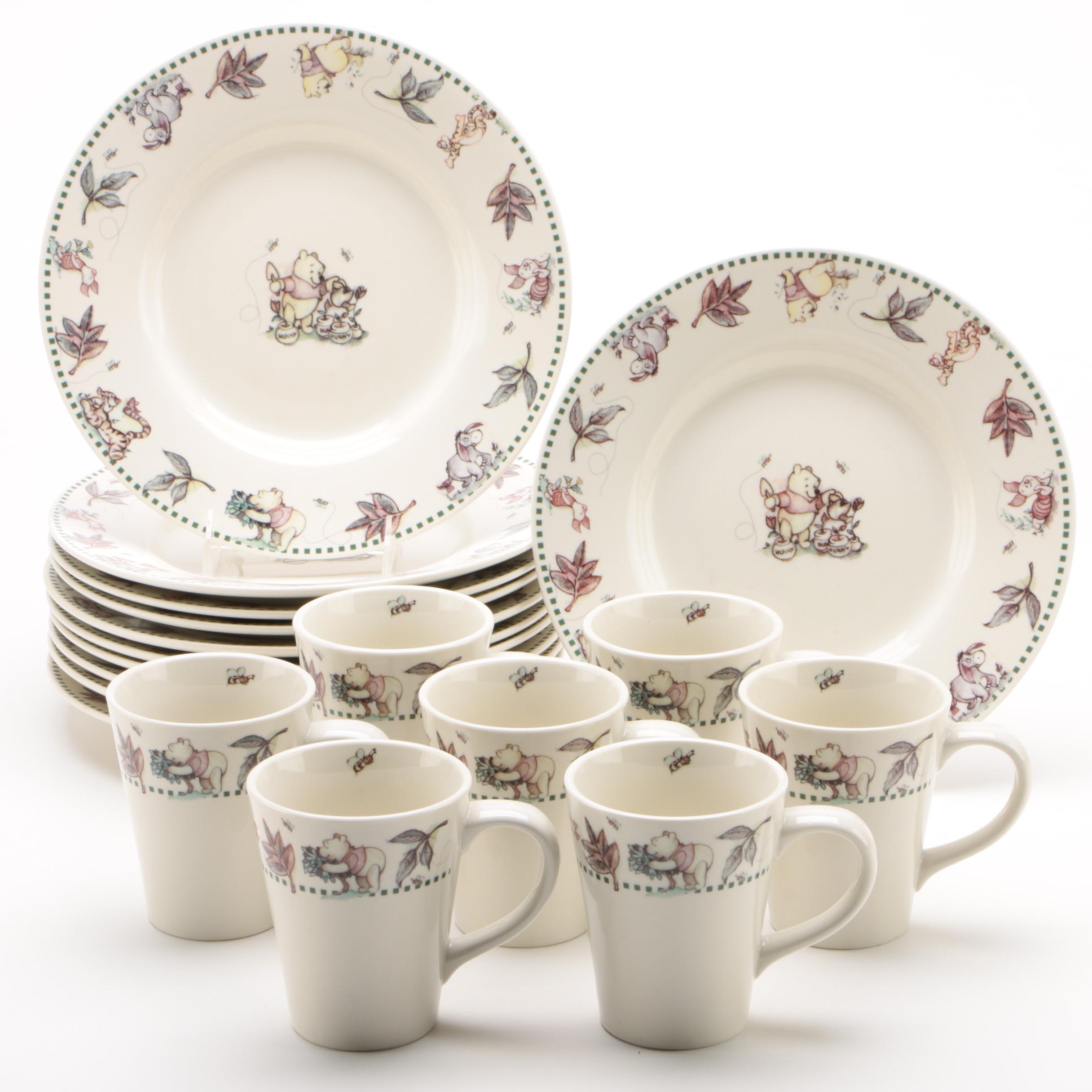 Disney "Winnie the Pooh" Stoneware Dinner Plates and Mugs