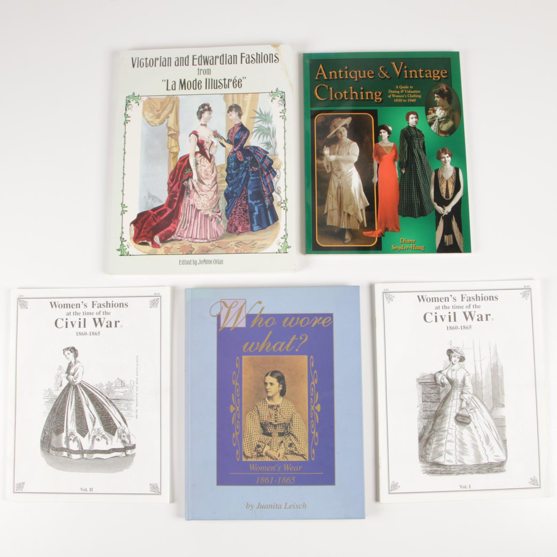 History of Fashion from the Victorian Era to the Civil War Era Book Collection