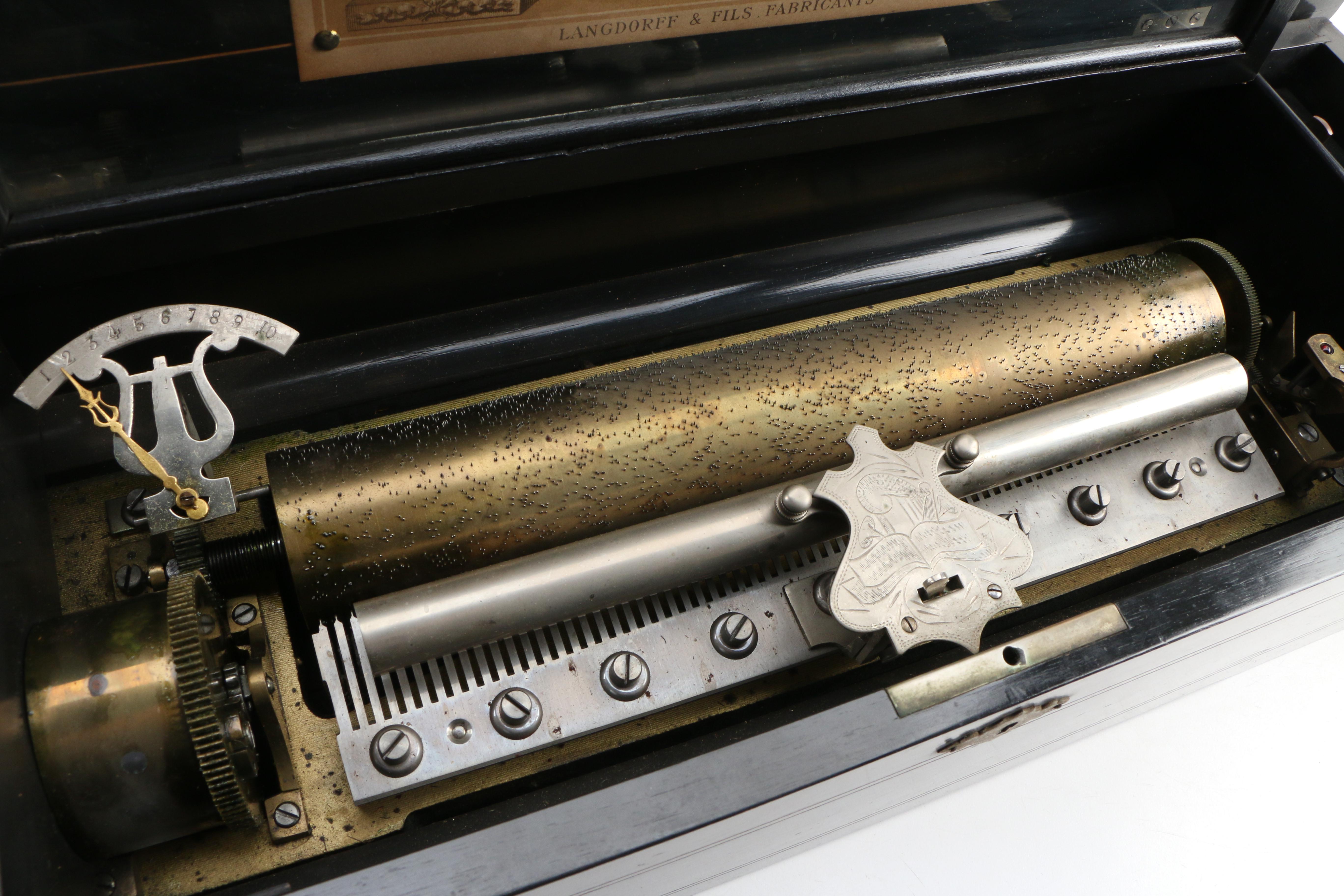 Langdorff & Fils Rosewood and Marquetry Ten Air Music Box, 1889