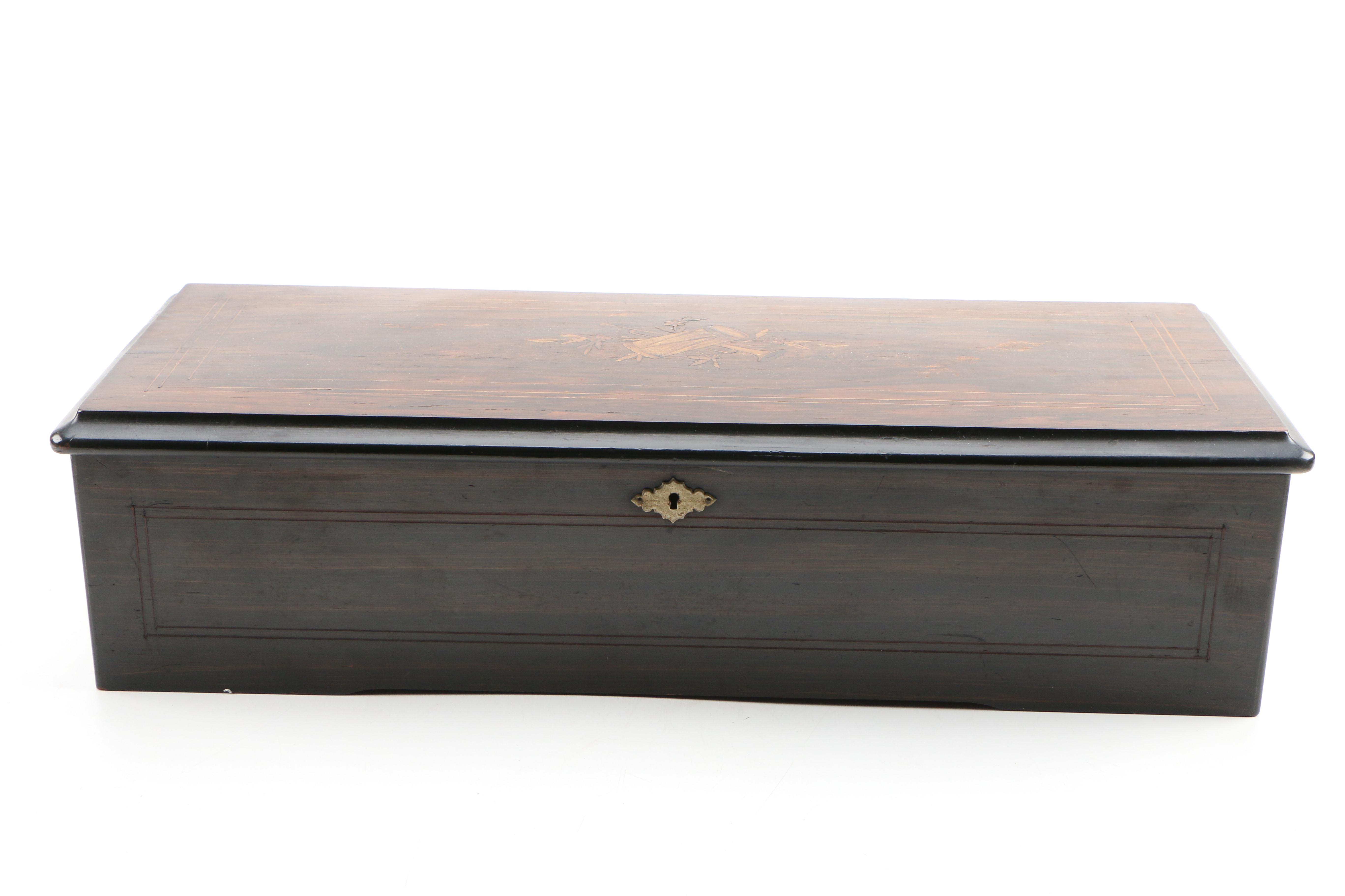 Langdorff & Fils Rosewood and Marquetry Ten Air Music Box, 1889