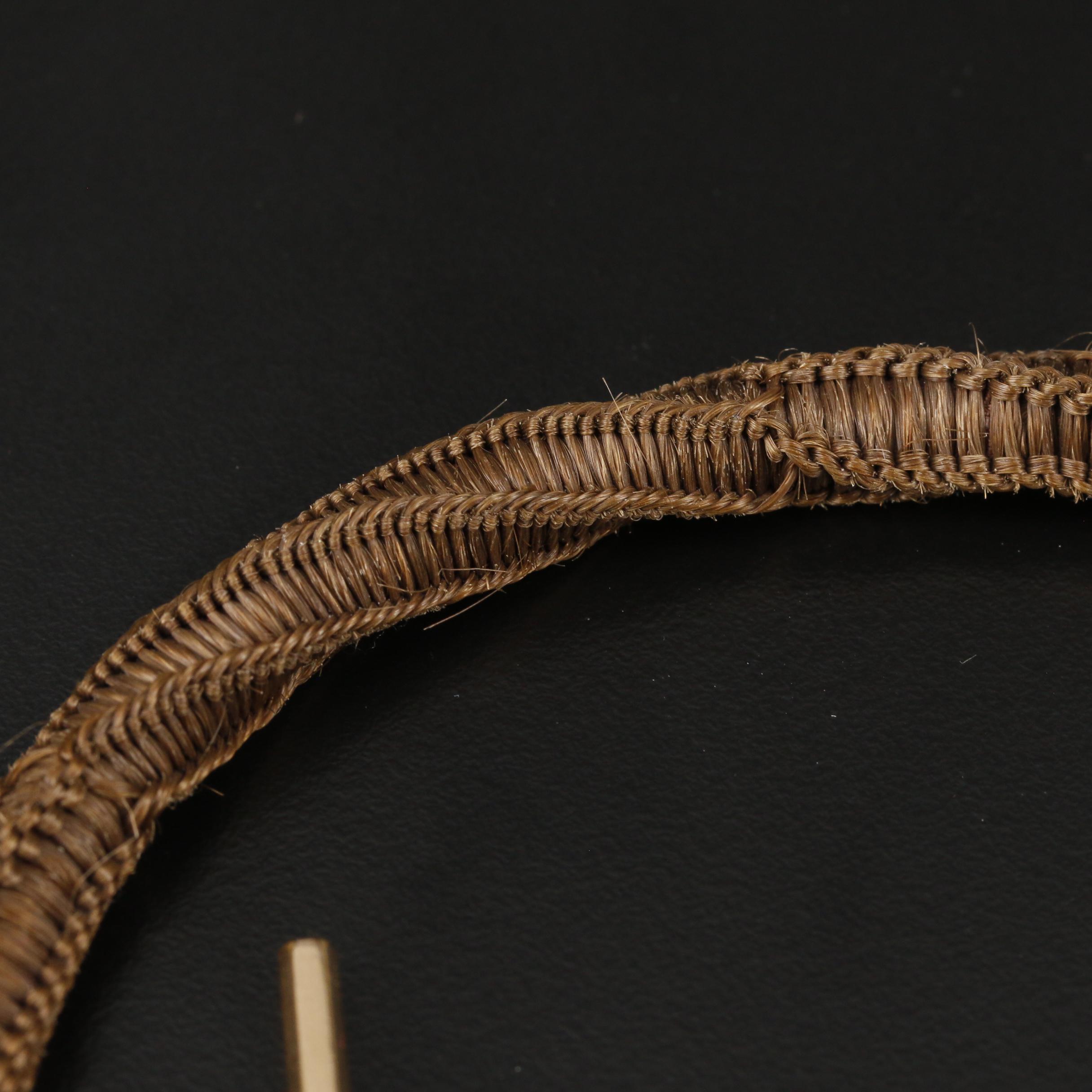 Mid-Victorian Hair Work Watch Fob With Double Sided Glass Pendant