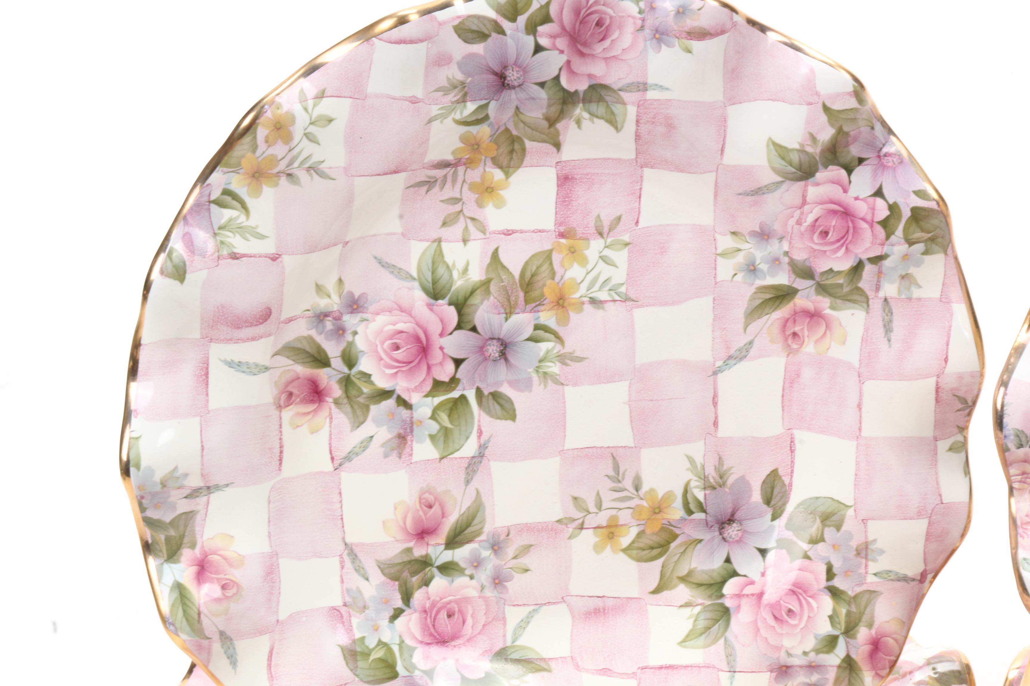 MacKenzie-Childs "Pink Petal Honeymoon" Hand-Painted Dinnerware