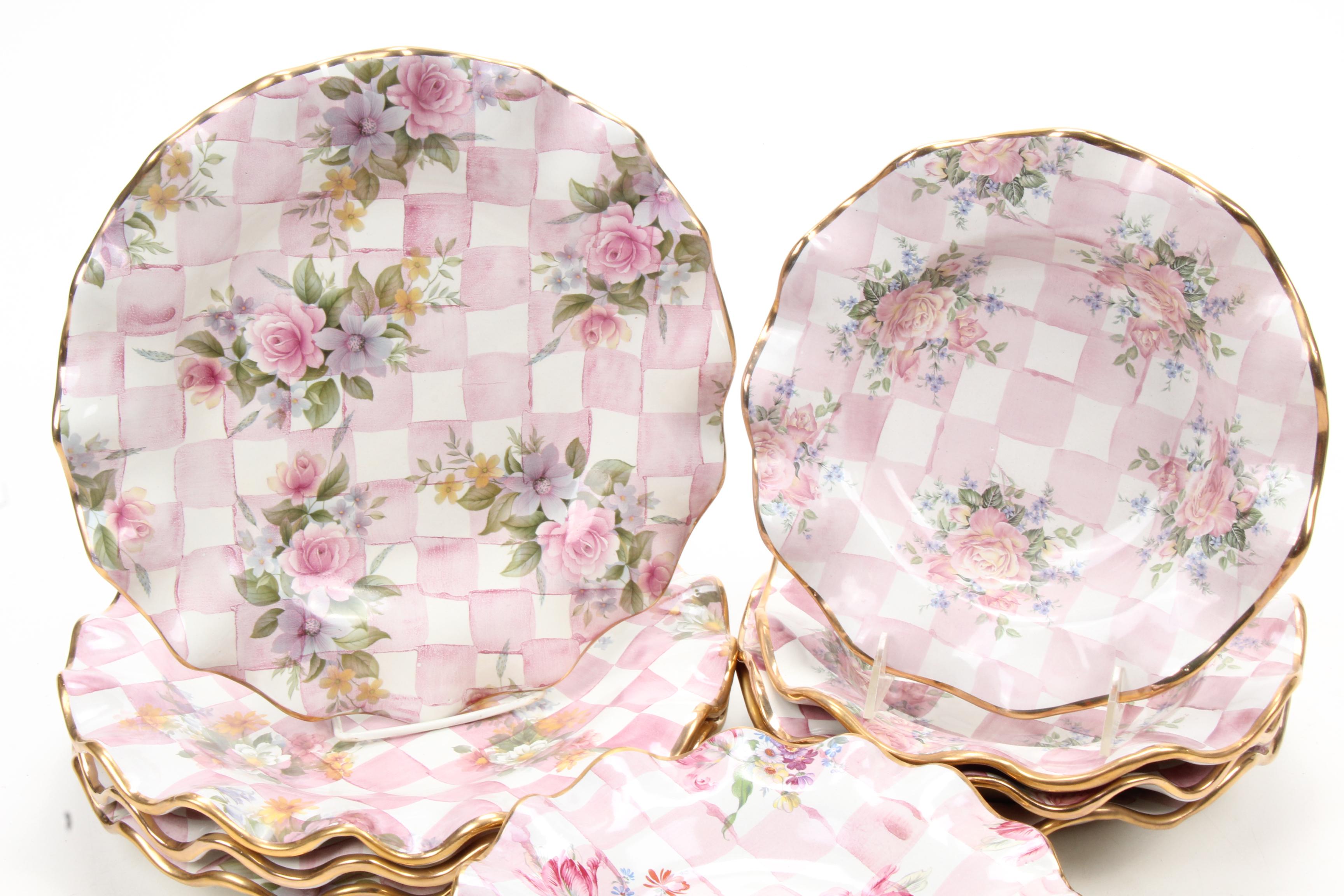 MacKenzie-Childs "Pink Petal Honeymoon" Hand-Painted Dinnerware