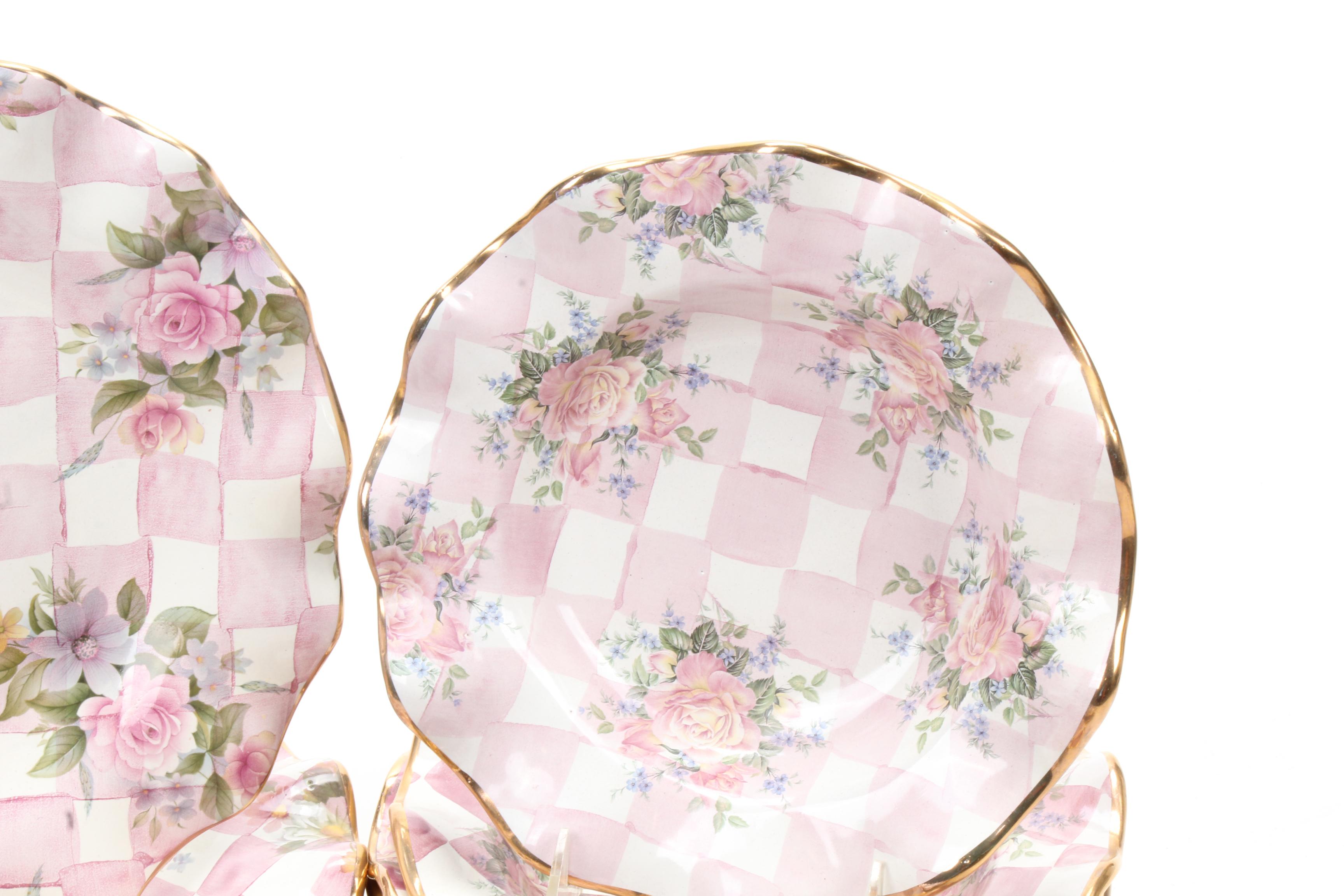 MacKenzie-Childs "Pink Petal Honeymoon" Hand-Painted Dinnerware