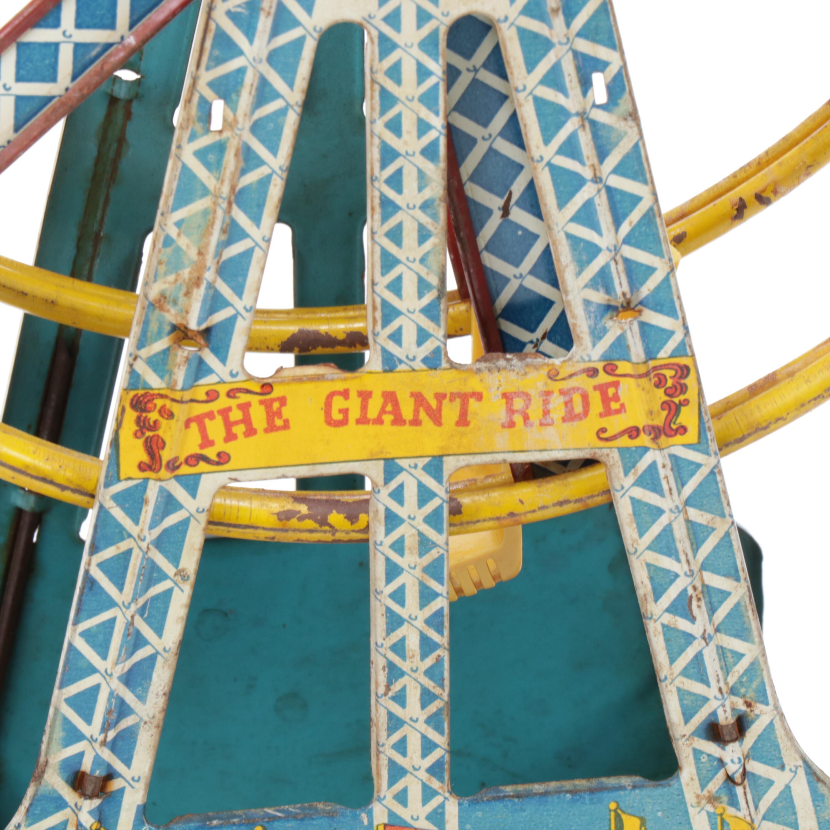 Ohio Art Company "The Giant Ride" Wind-Up Tin Ferris Wheel, Mid-20th Century