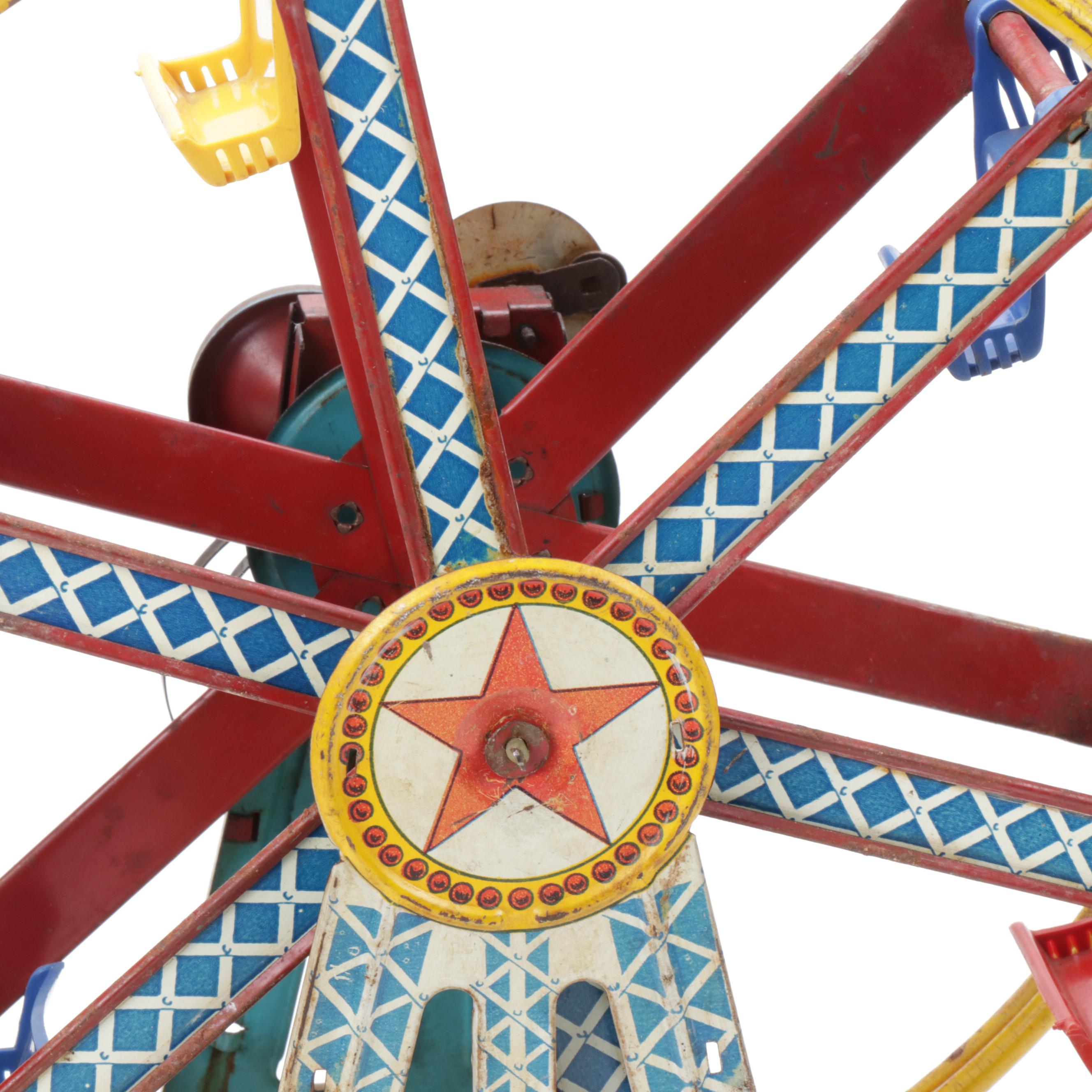 Ohio Art Company "The Giant Ride" Wind-Up Tin Ferris Wheel, Mid-20th Century