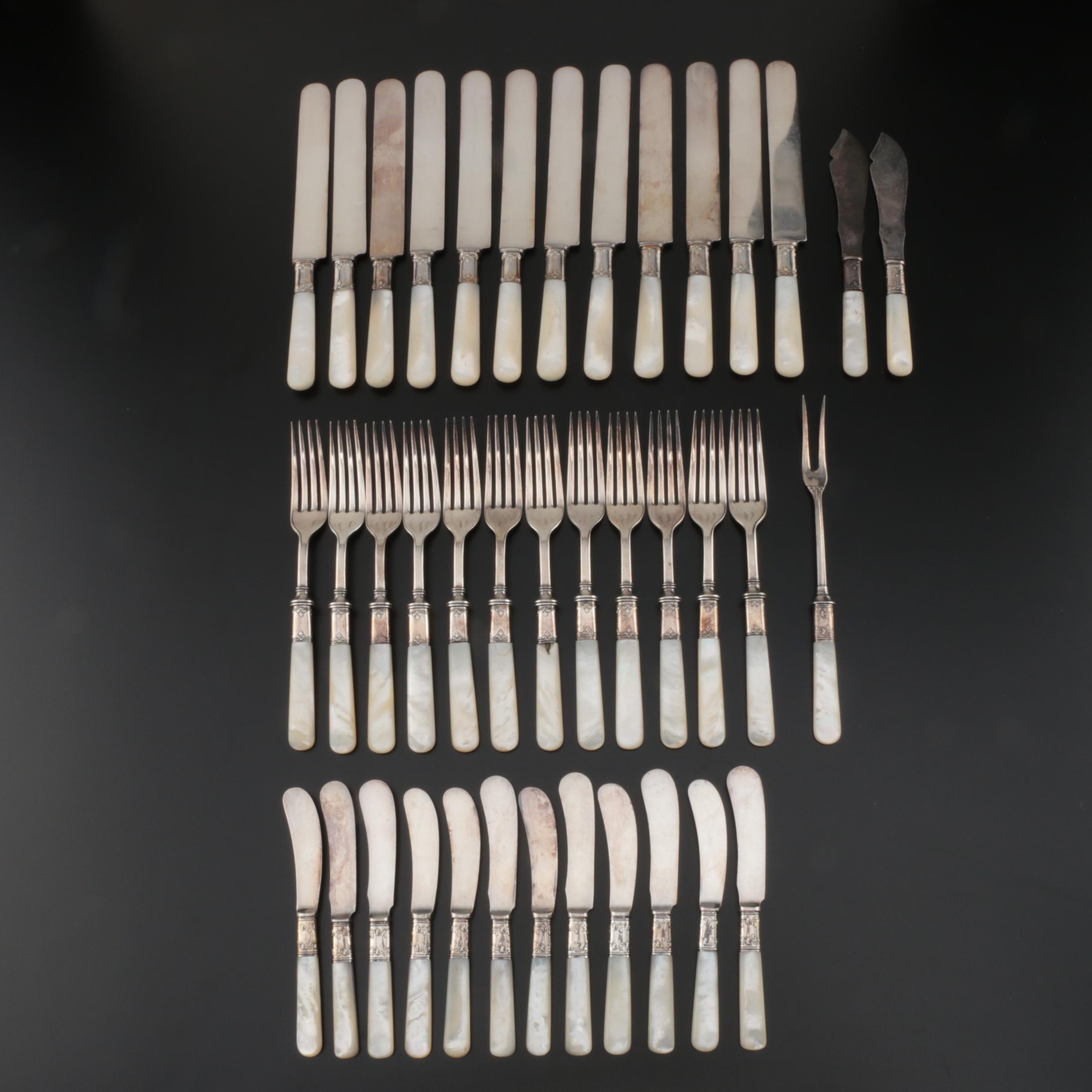 Landers, Frary & Clark Sterling and Mother of Pearl Handled Flatware