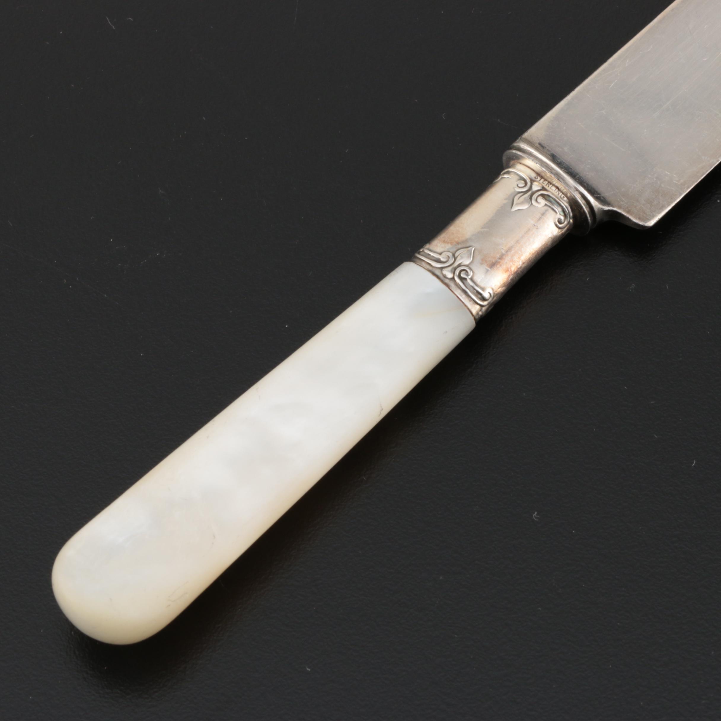 Landers, Frary & Clark Sterling and Mother of Pearl Handled Flatware