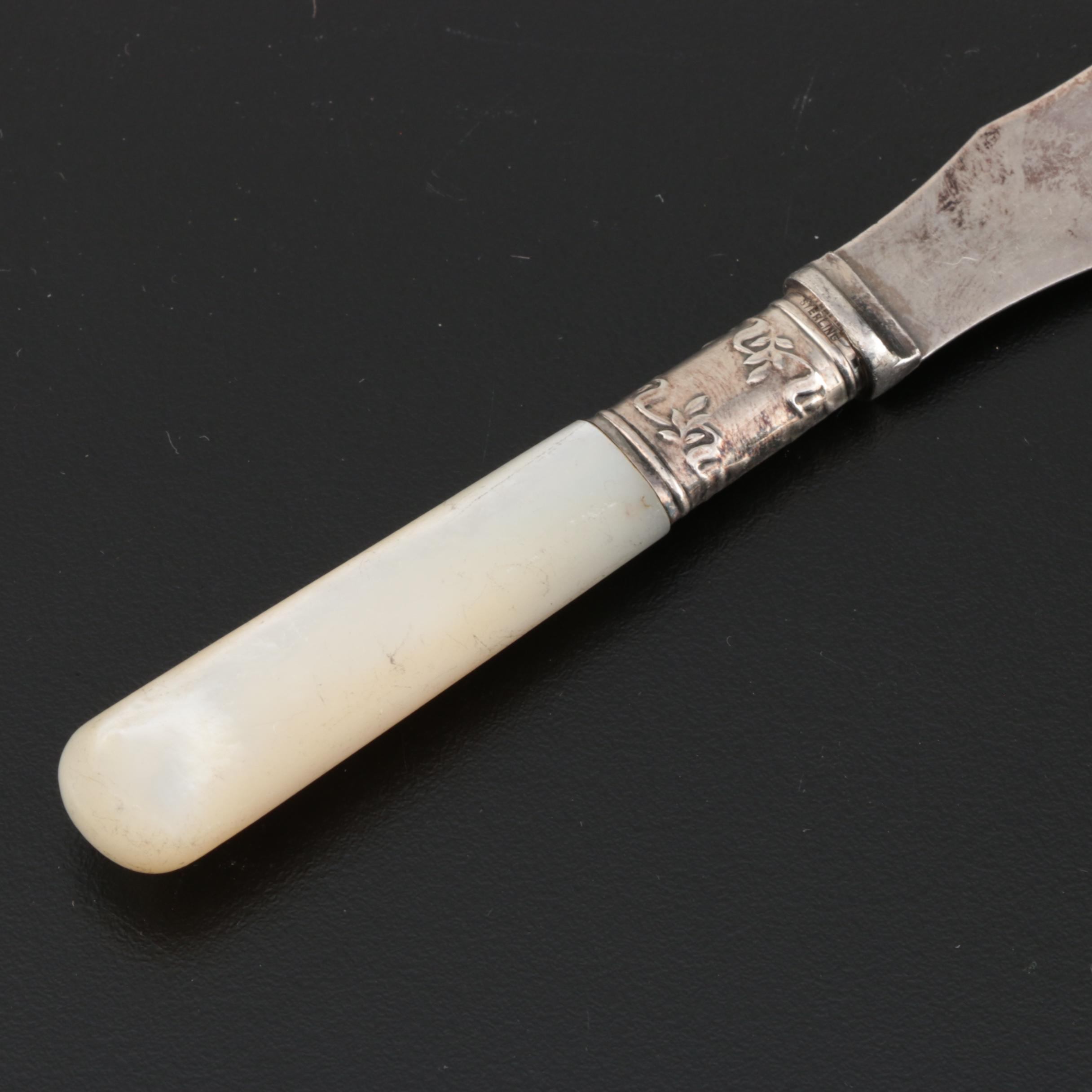 Landers, Frary & Clark Sterling and Mother of Pearl Handled Flatware