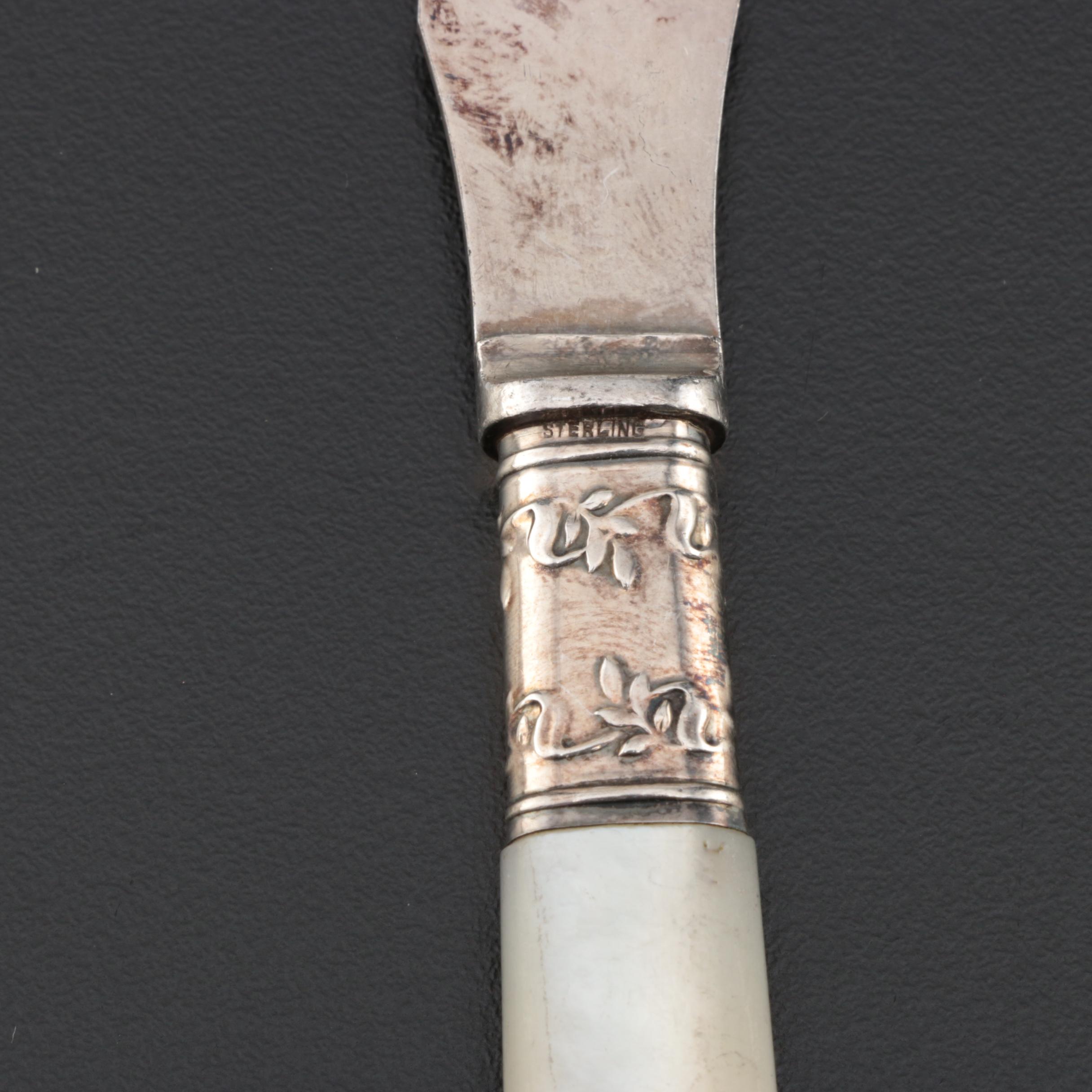 Landers, Frary & Clark Sterling and Mother of Pearl Handled Flatware