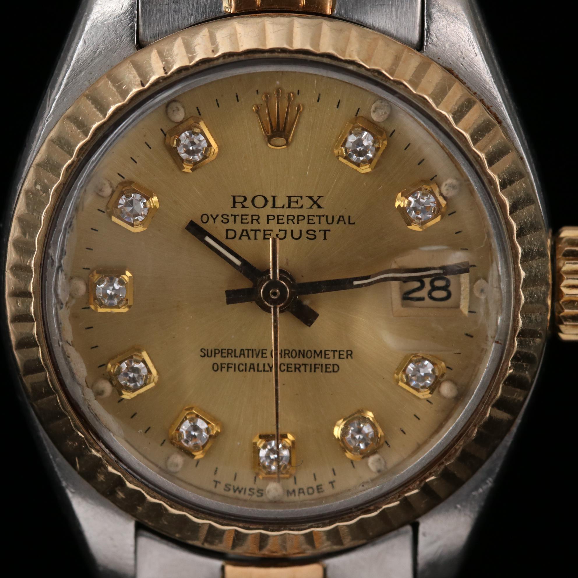 Rolex Datejust 18K Gold Diamond and Stainless Steel Watch, 1983
