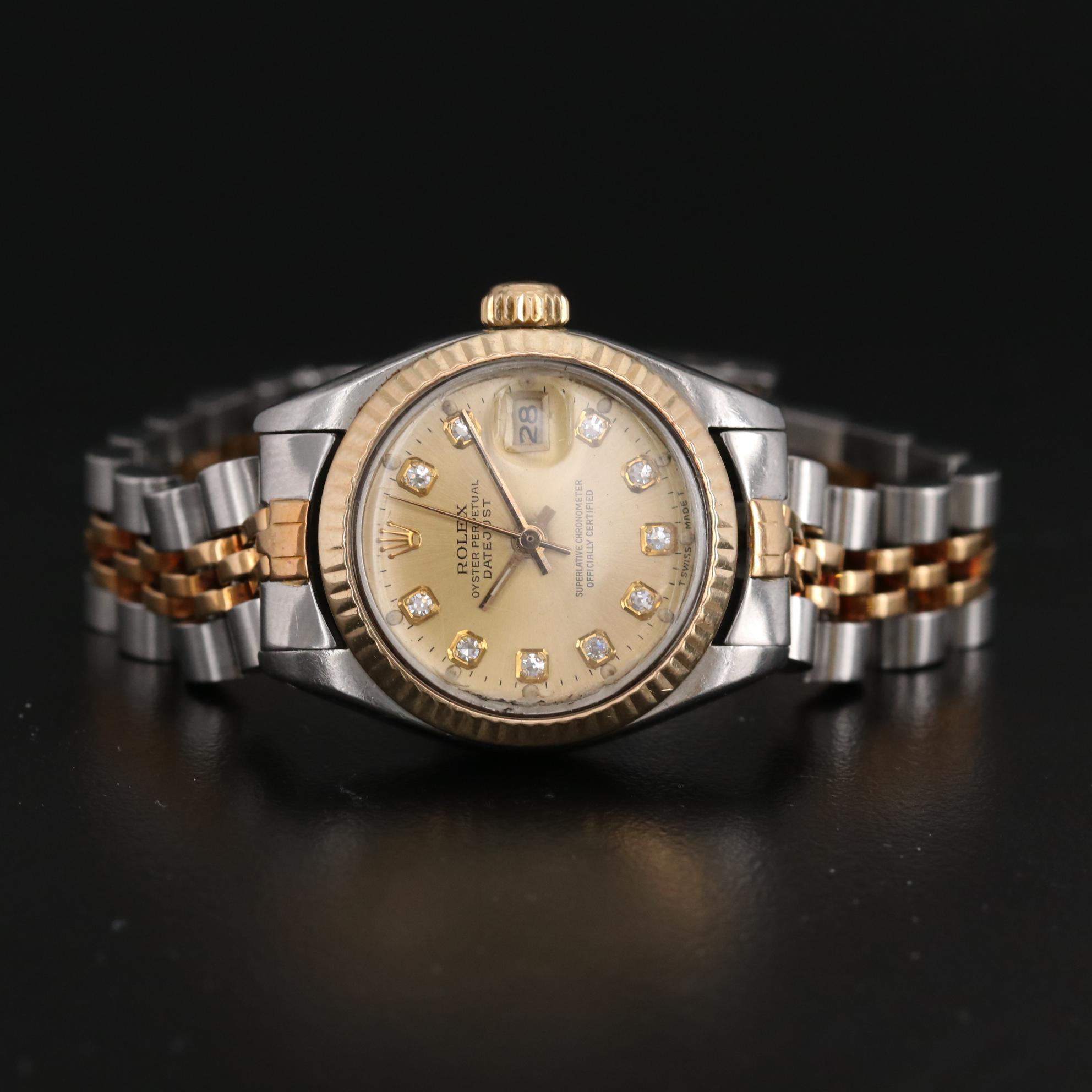 Rolex Datejust 18K Gold Diamond and Stainless Steel Watch, 1983