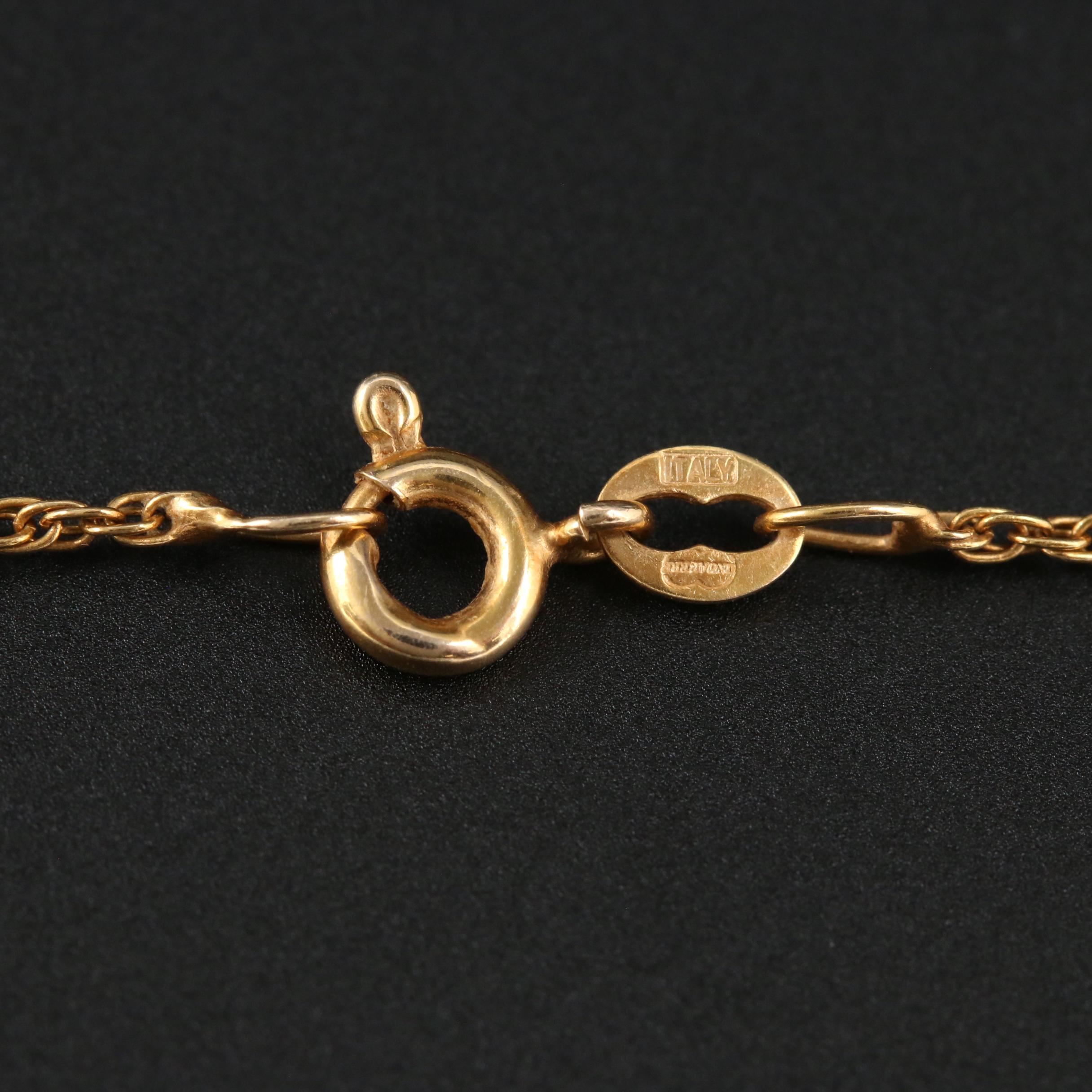 14K Yellow Gold Anchor Pendant on Rope Chain