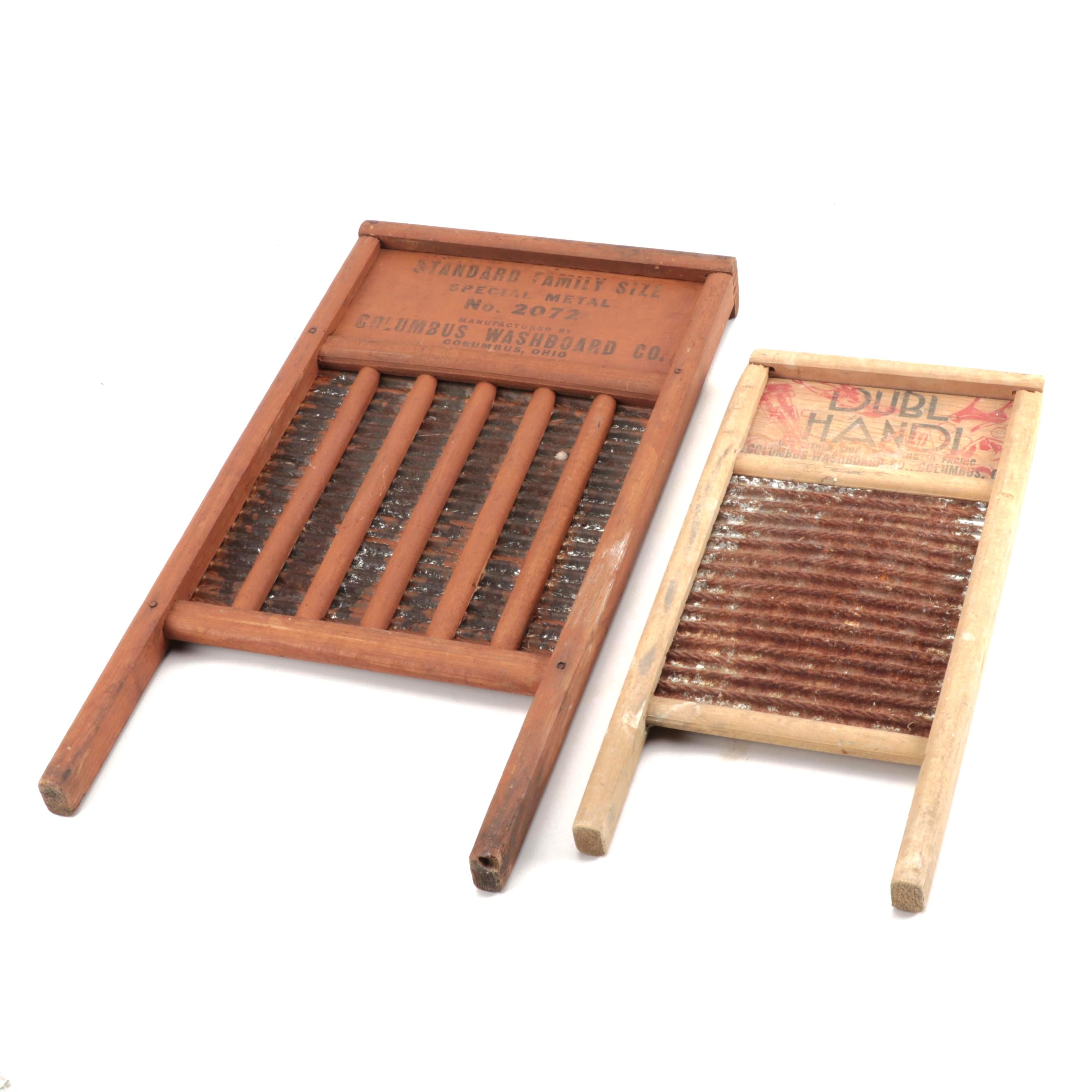 Columbus Washboard Co. Family and Lingerie Size Washboards, Vintage
