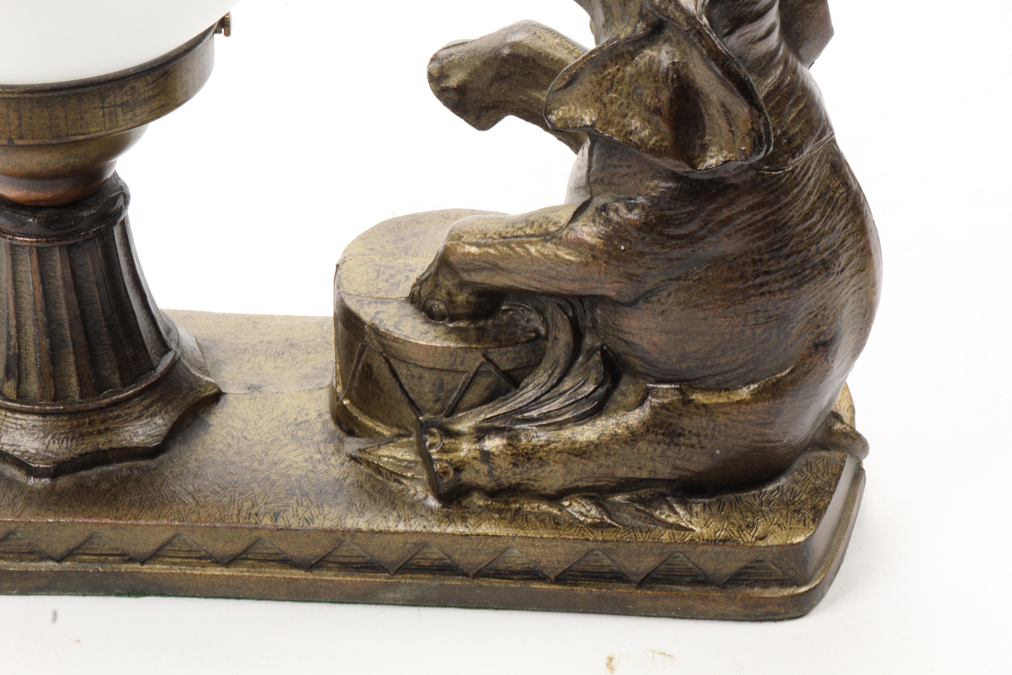 Art Deco Elephant with Drum Metal Lamp