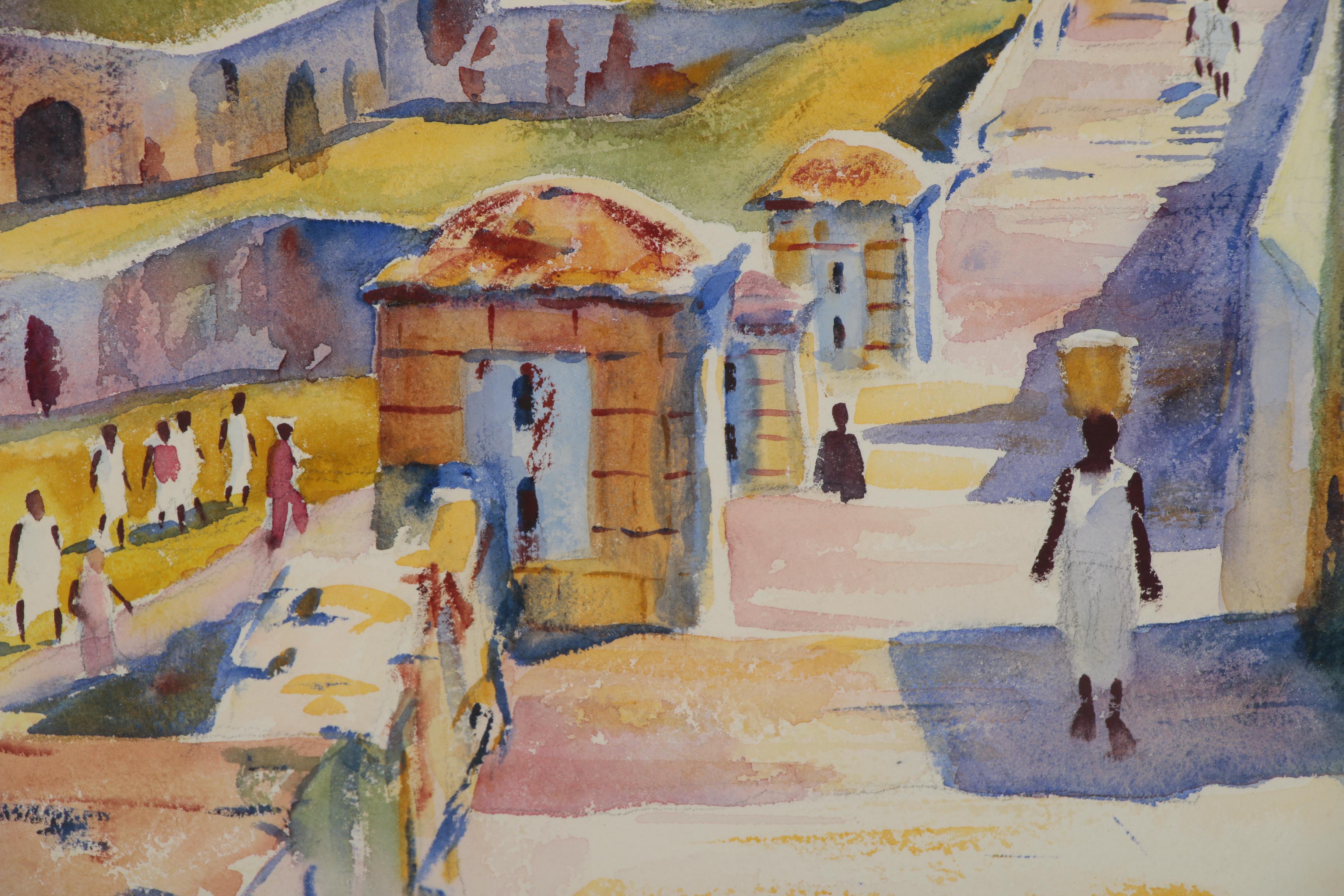 John Lavalle Watercolor Painting "Staircase Sam-Souci, Milot Haite"