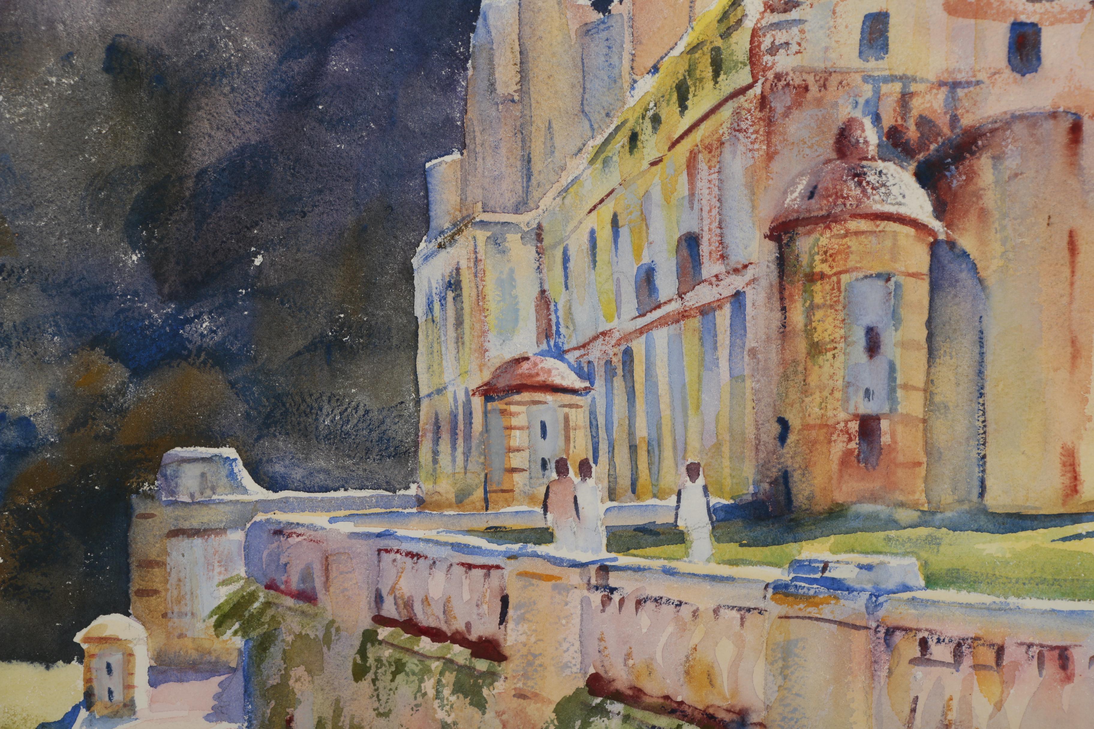 John Lavalle Watercolor Painting "Staircase Sam-Souci, Milot Haite"