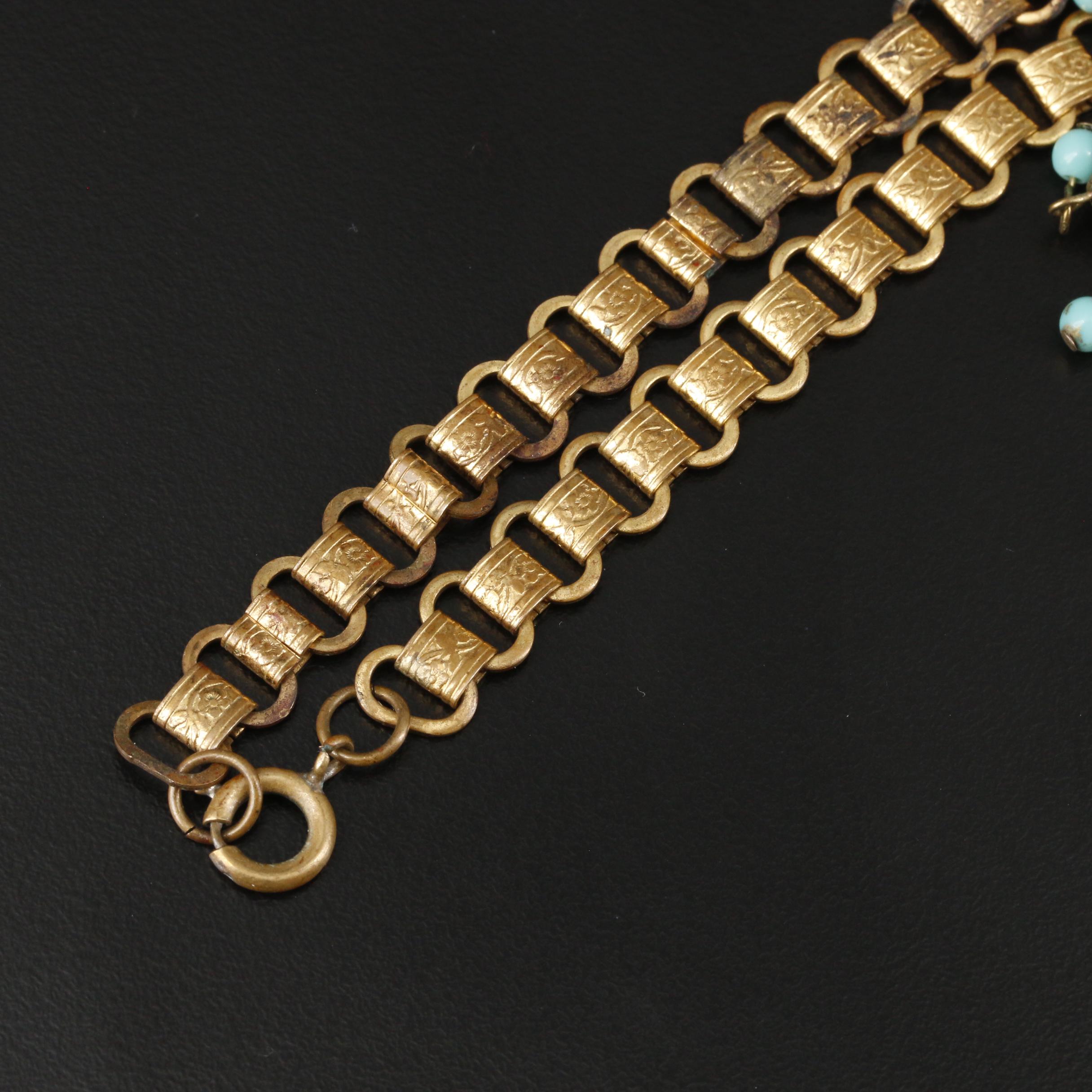 1930s Miriam Haskell Glass Beaded On Book Chain Necklace