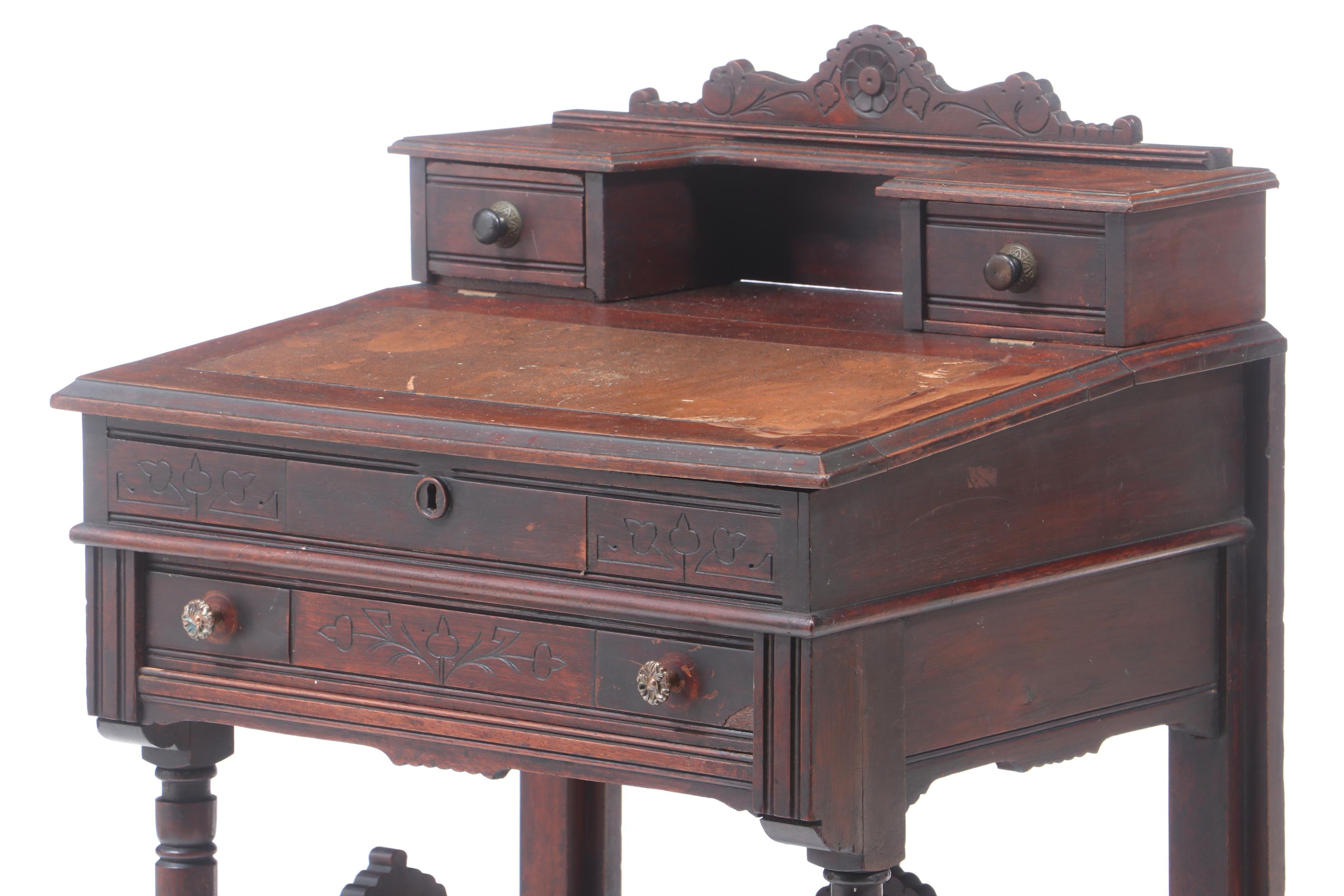 Victorian Eastlake Walnut Standing Desk, Late 19th Century