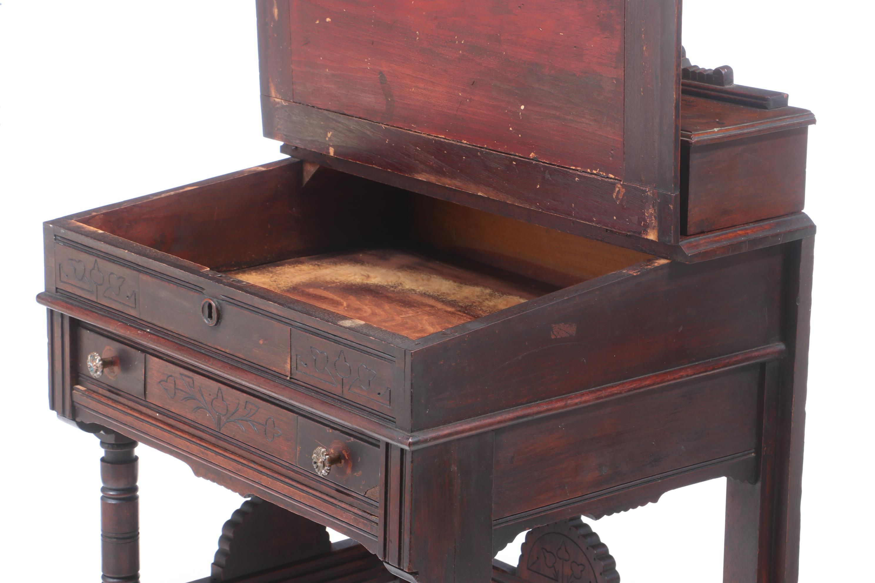 Victorian Eastlake Walnut Standing Desk, Late 19th Century