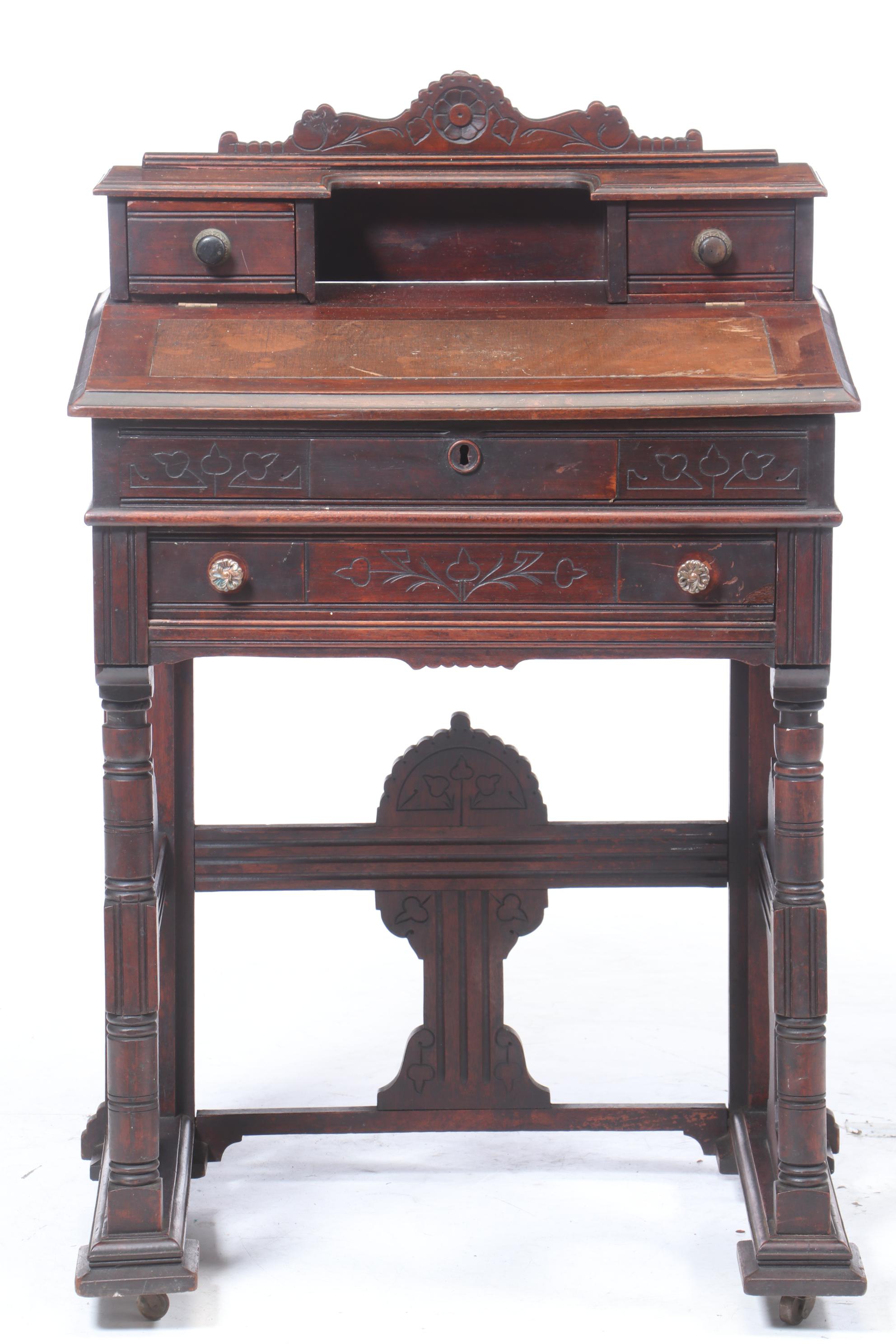 Victorian Eastlake Walnut Standing Desk, Late 19th Century