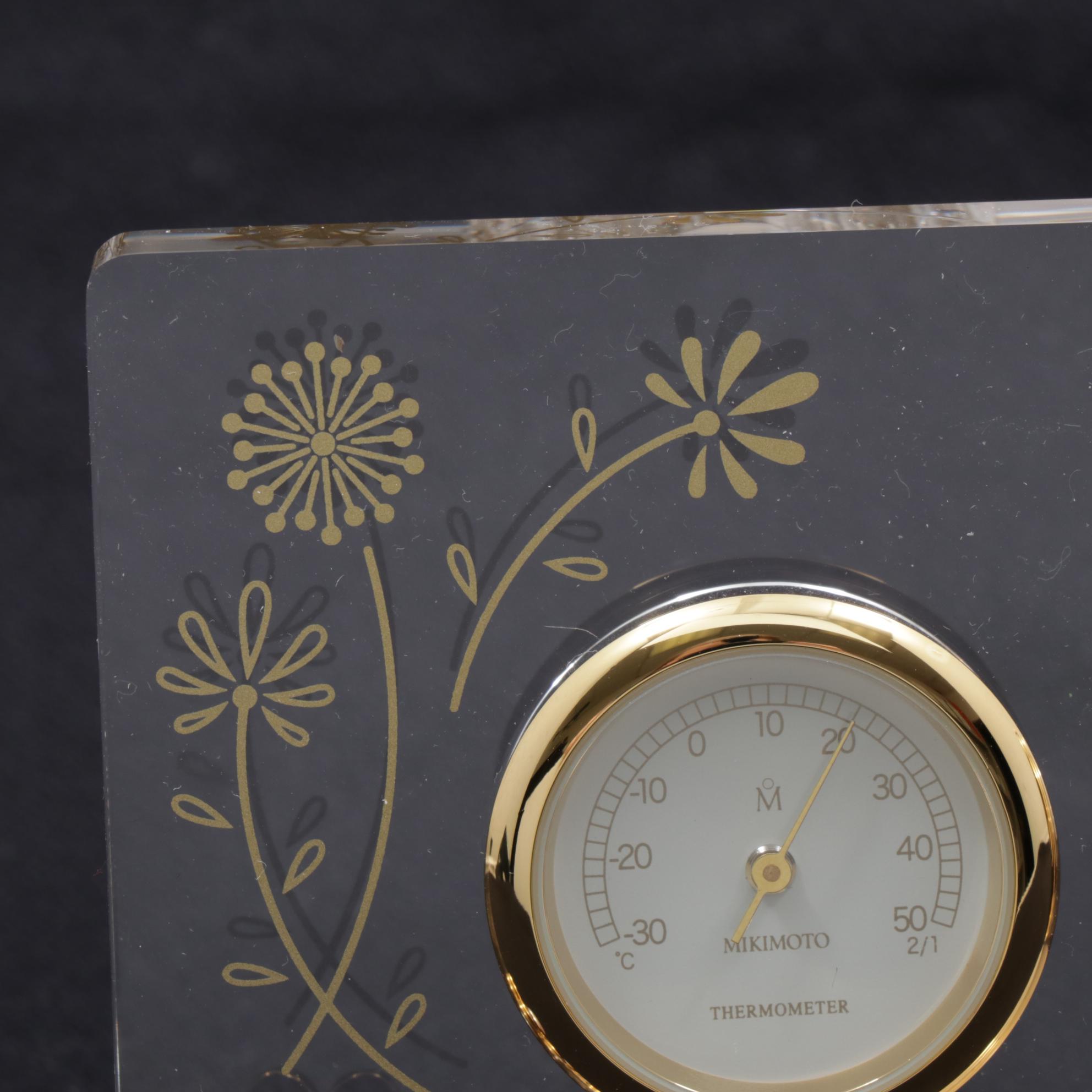 Mikimoto Pearl Clock with Thermometer and Hygrometer