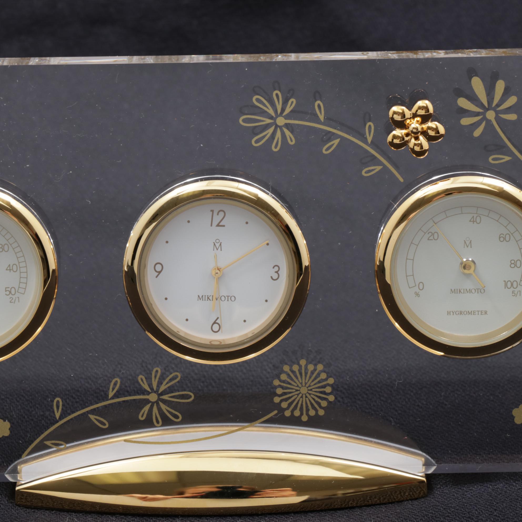 Mikimoto Pearl Clock with Thermometer and Hygrometer
