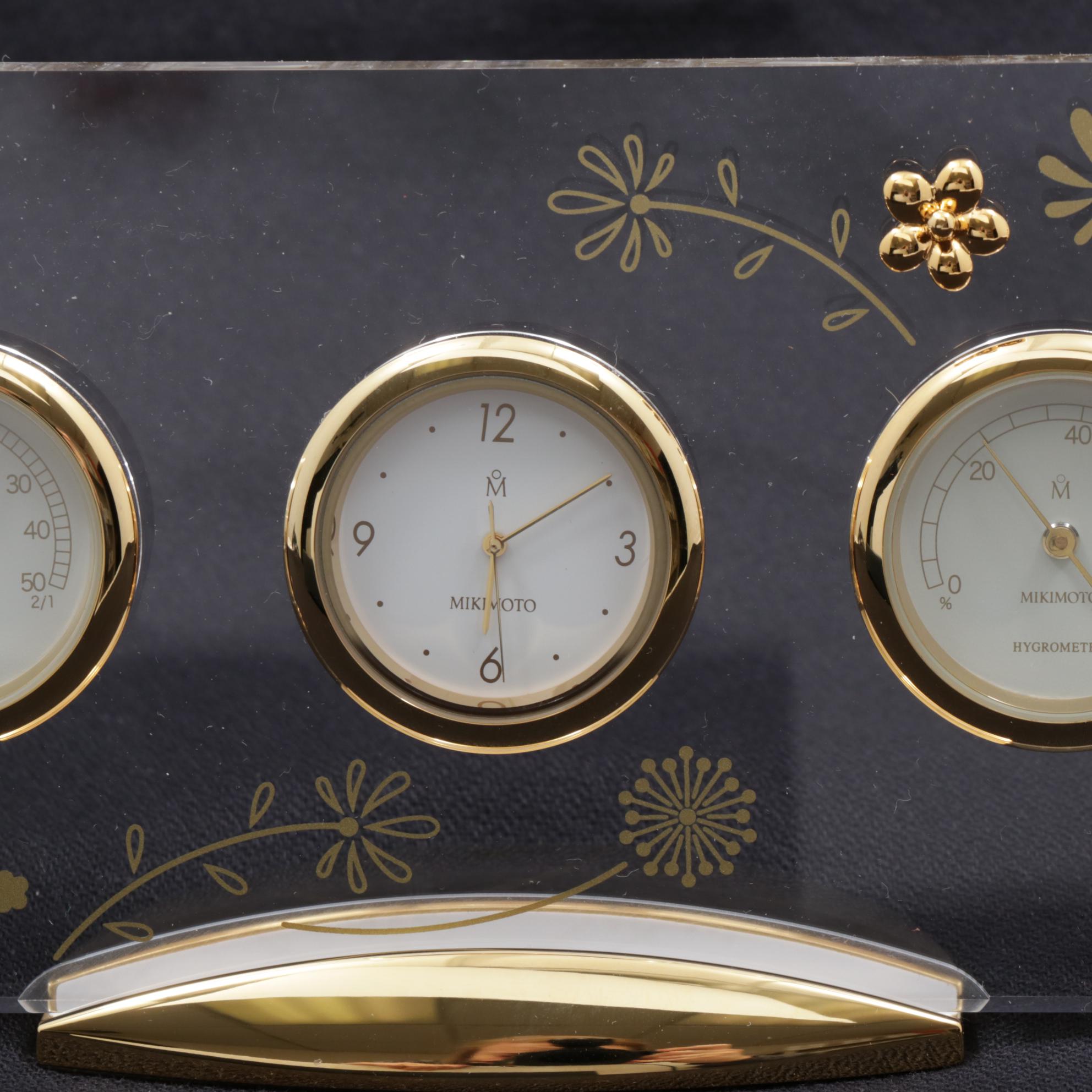 Mikimoto Pearl Clock with Thermometer and Hygrometer