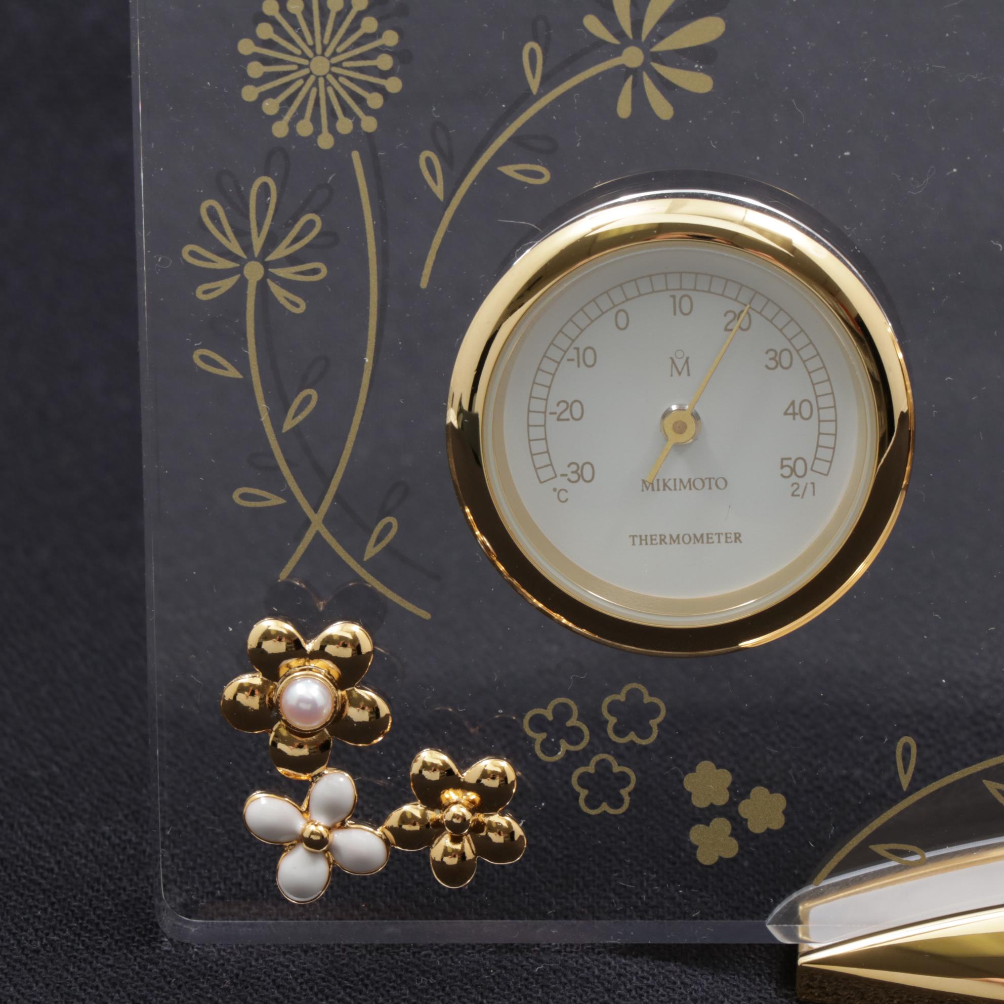 Mikimoto Pearl Clock with Thermometer and Hygrometer