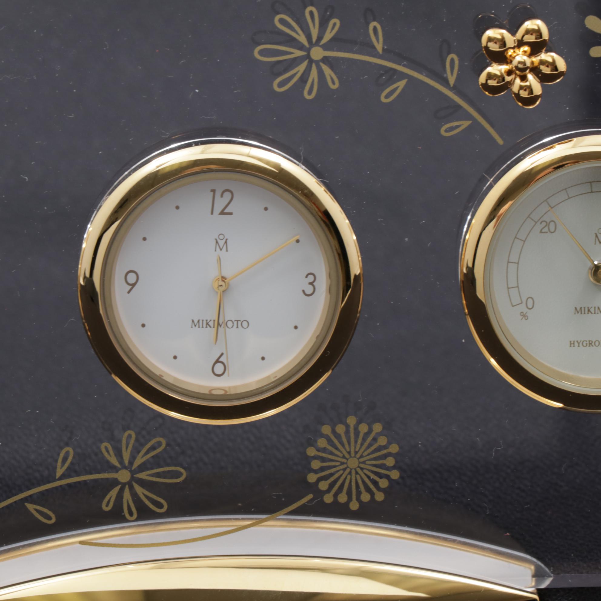 Mikimoto Pearl Clock with Thermometer and Hygrometer