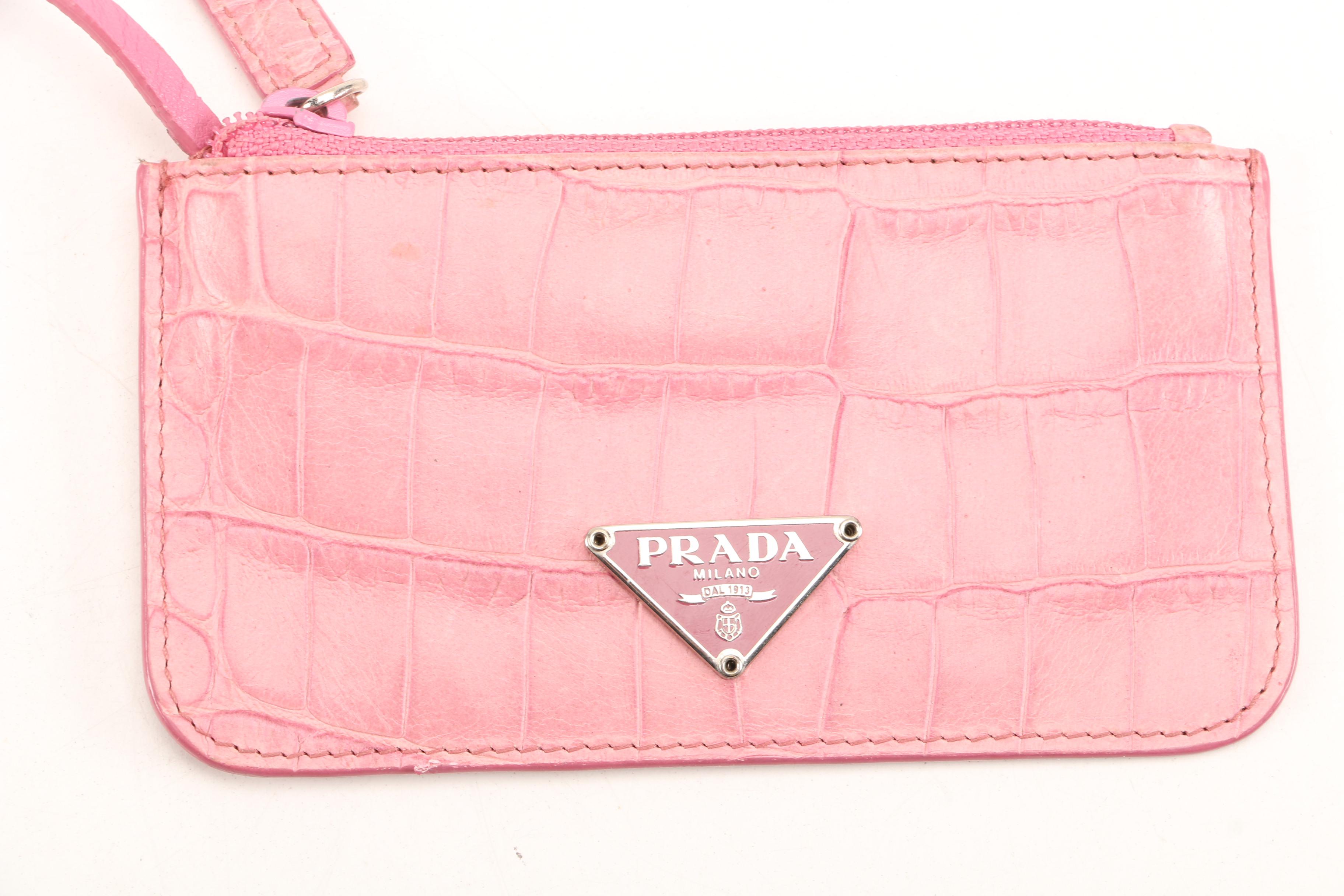 Prada Alligator Embossed Key Chain Coin Purse