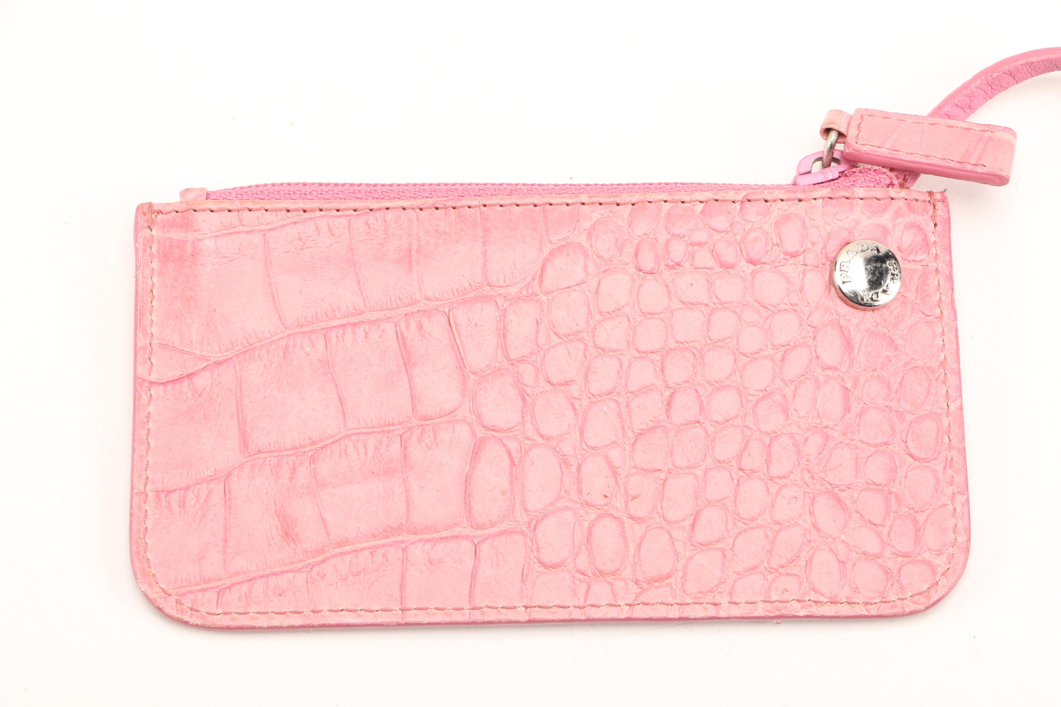 Prada Alligator Embossed Key Chain Coin Purse