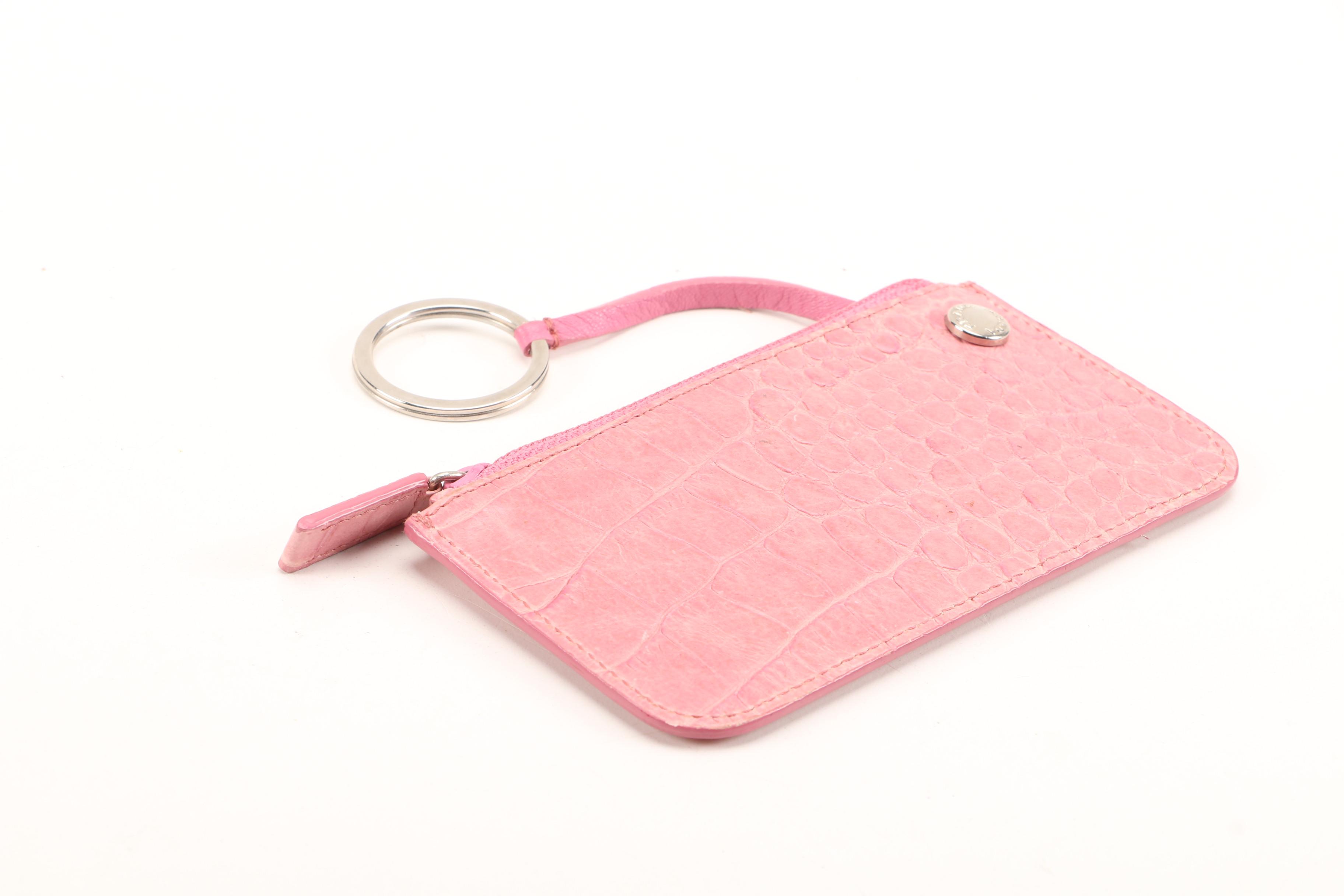 Prada Alligator Embossed Key Chain Coin Purse