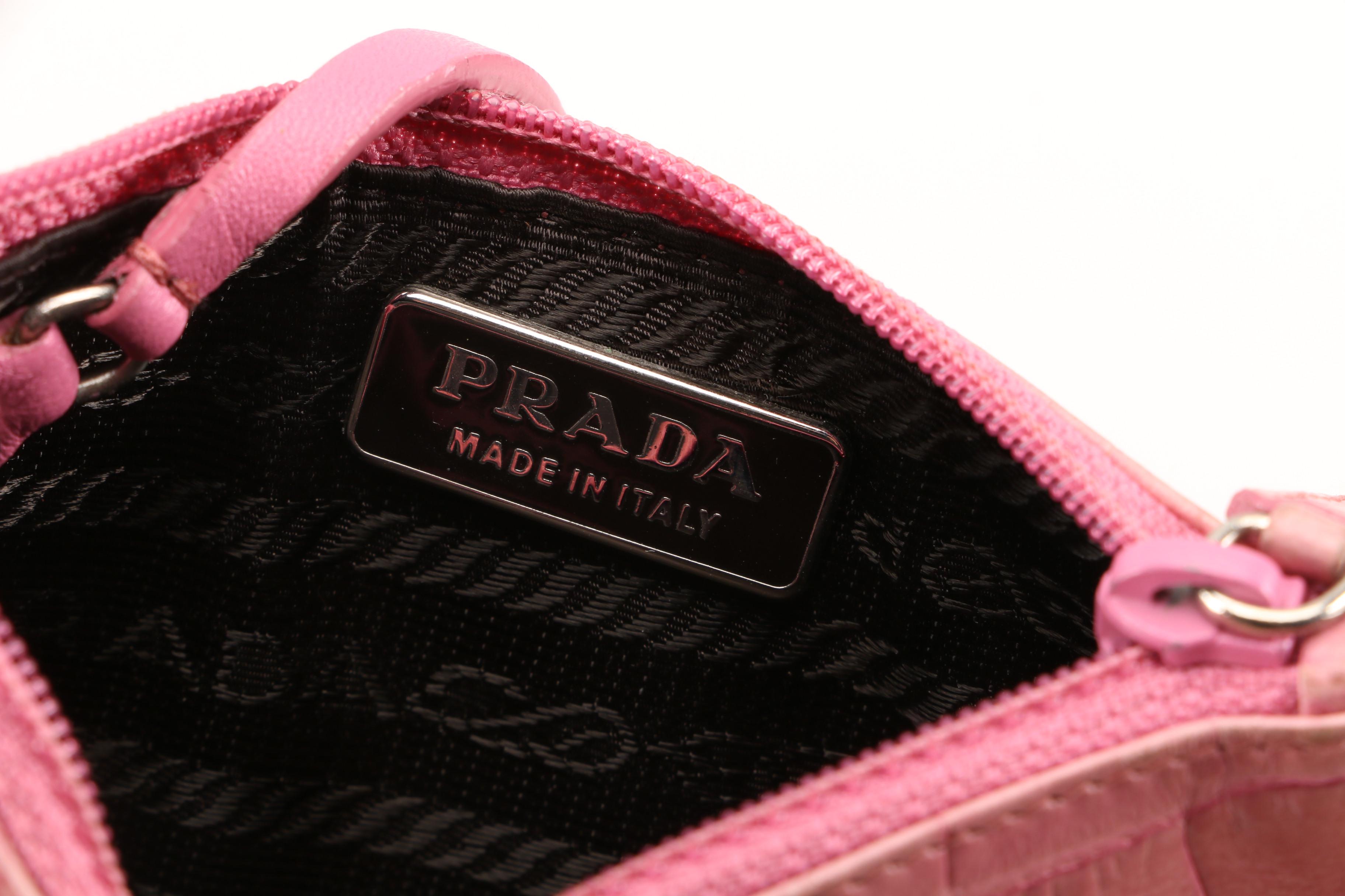 Prada Alligator Embossed Key Chain Coin Purse