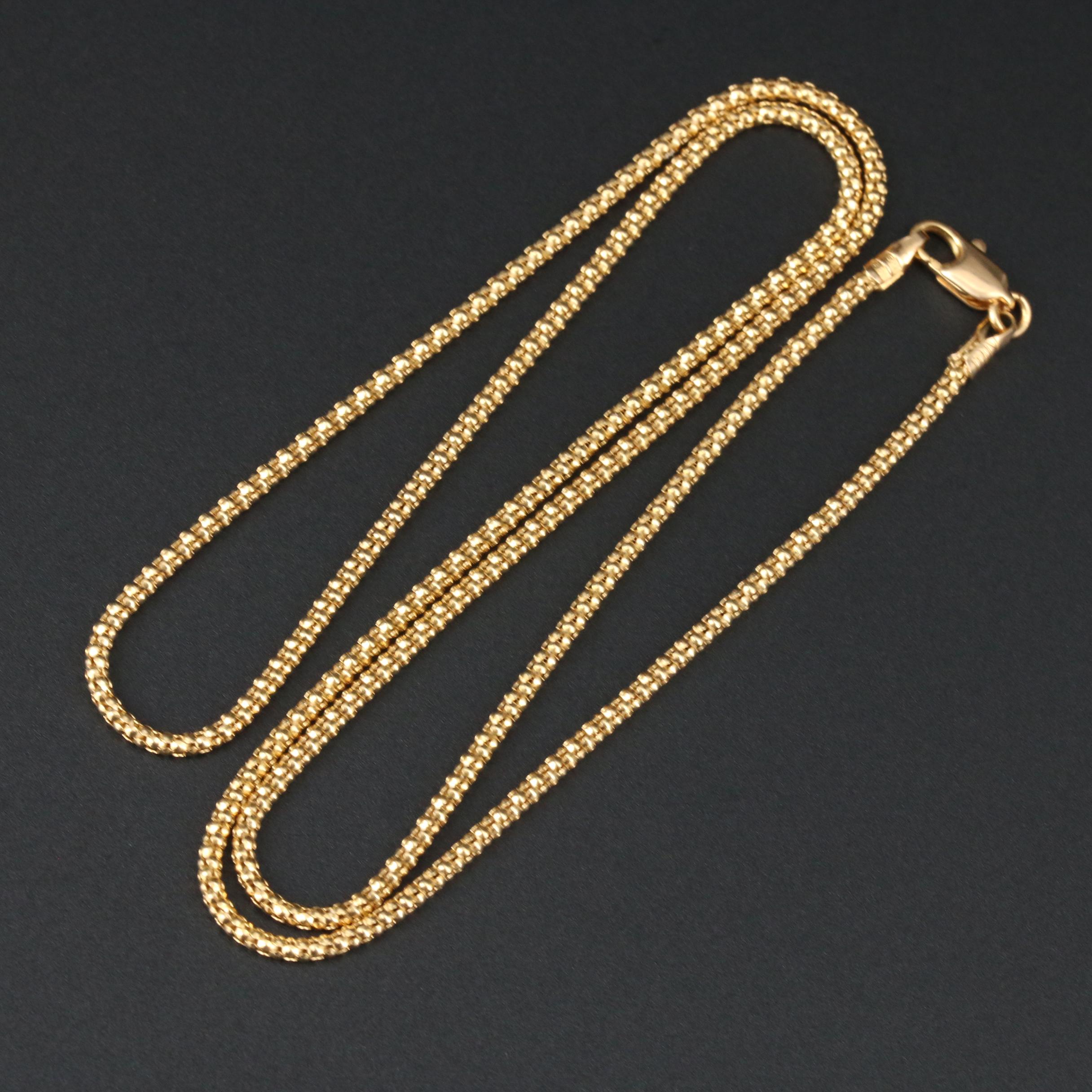 14K Yellow Gold Popcorn Chain