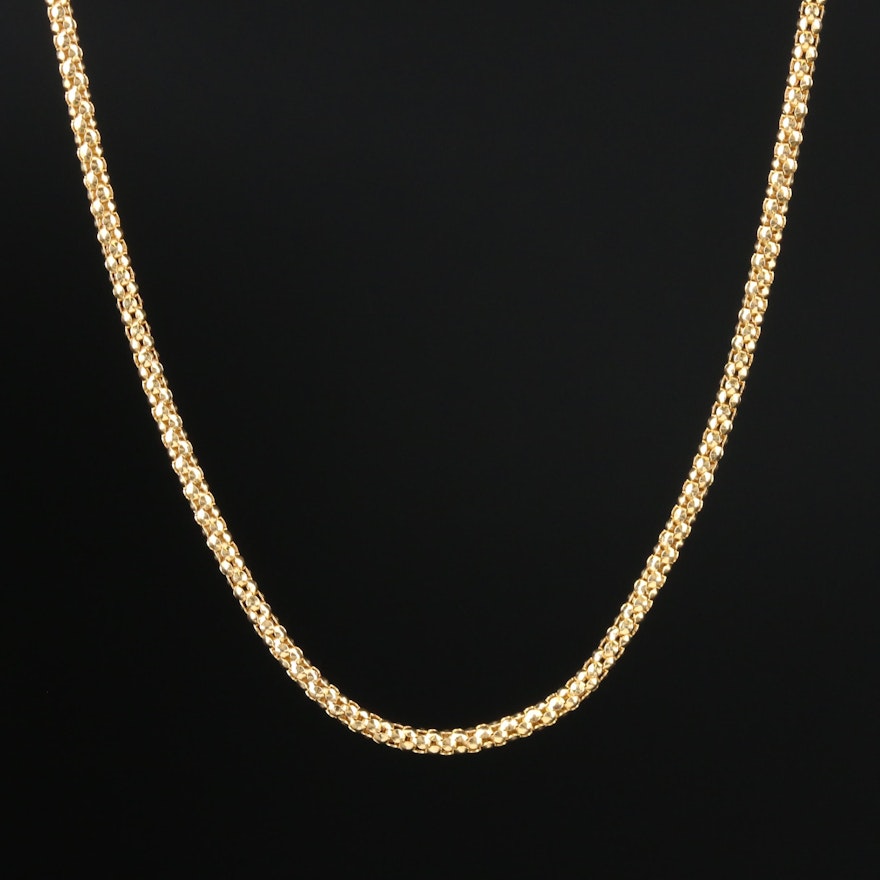 14K Yellow Gold Popcorn Chain